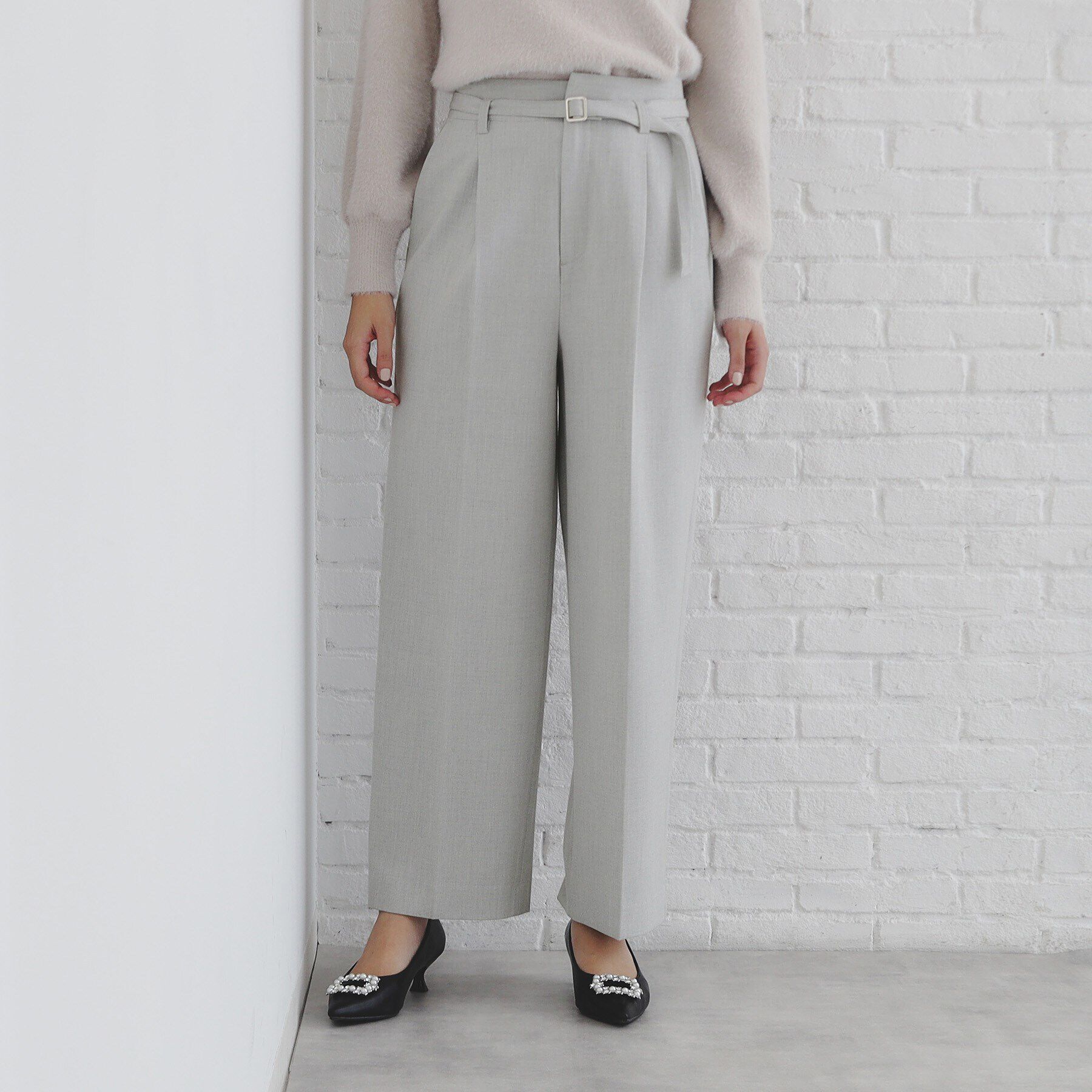 index「《S-LLsize》ストレッチタックワイドパンツ【洗濯機洗い可/吸湿発熱/イージーケア】」|その他|グレー(012)