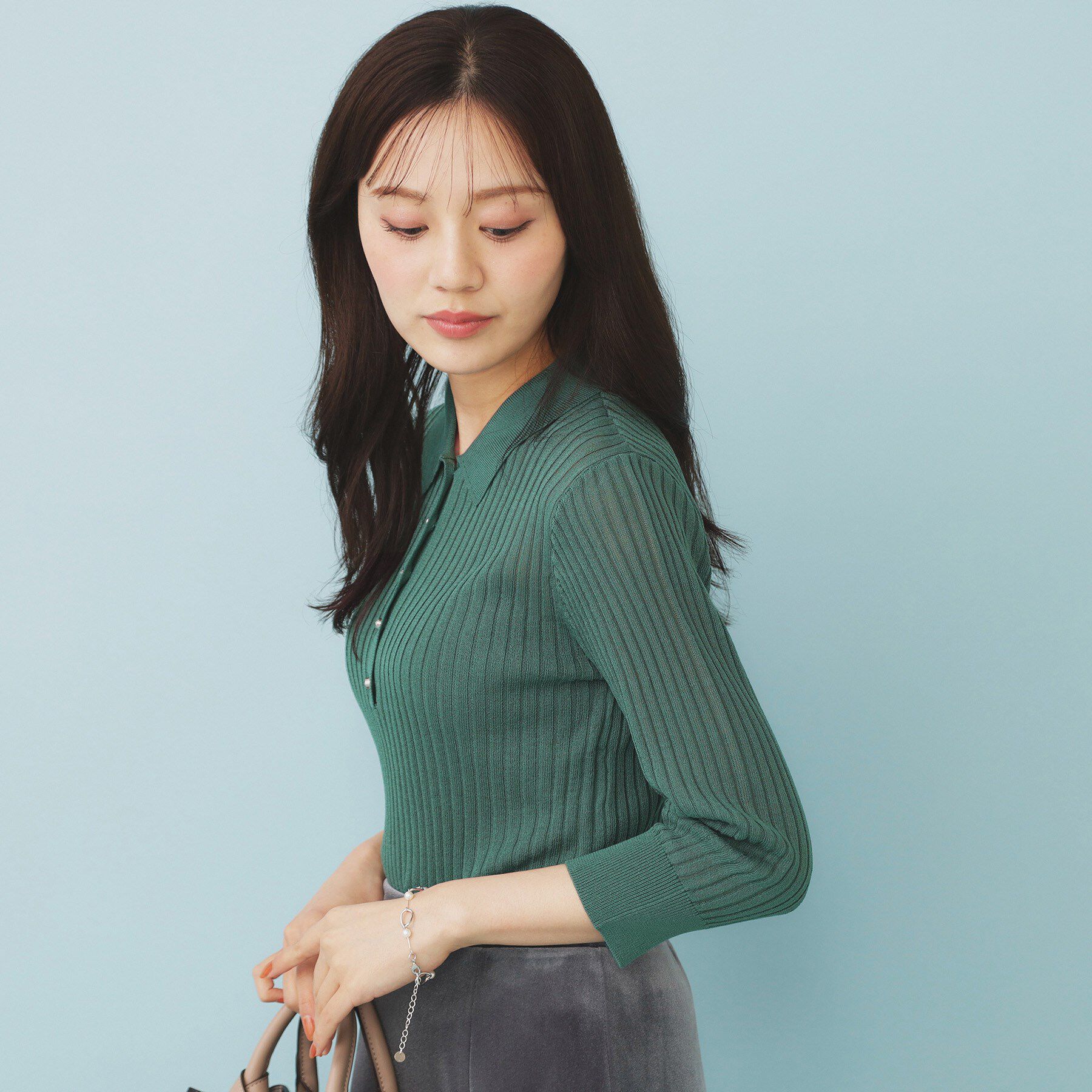 index「シアーリブ衿付きニット【洗濯機洗い可/抗ピル】」|ニット・セーター|