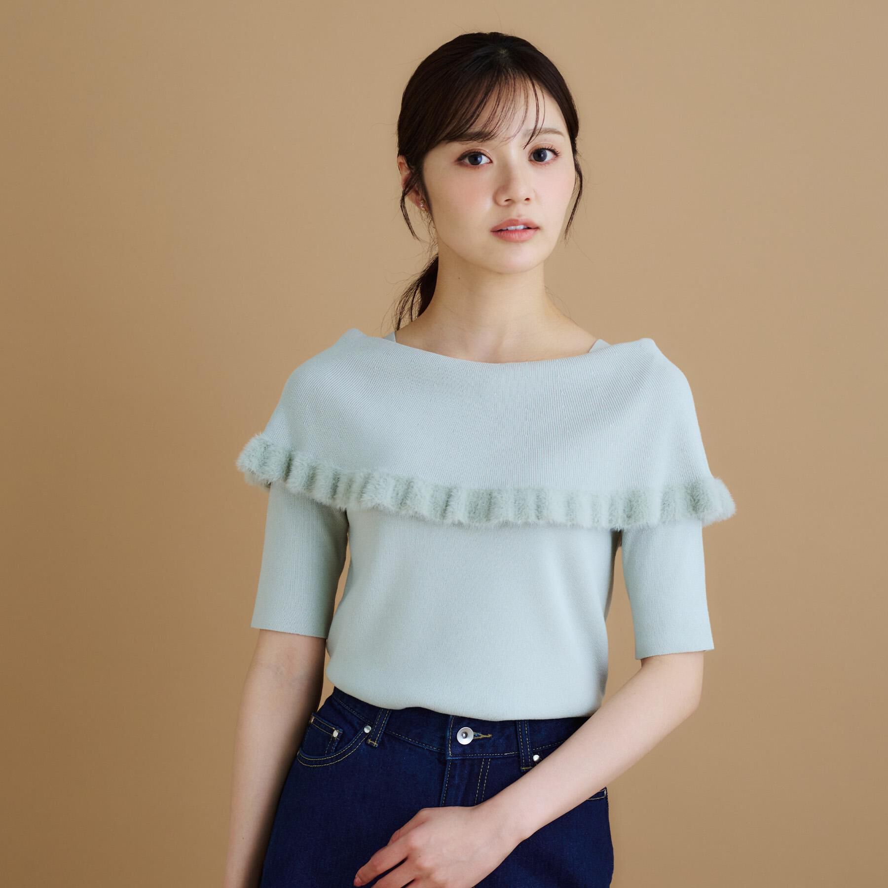 index「ファーフリルケープニット【洗濯機洗い可】」|ニット・セーター|