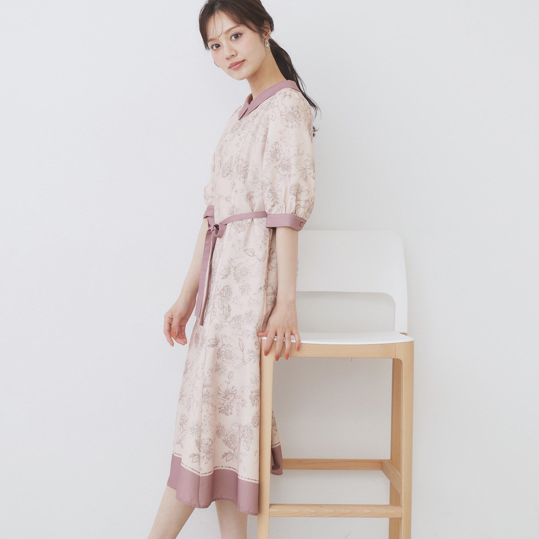 index「2WAY パネルフラワーバイカラーワンピース【洗濯機洗い可/イージーアイロン】」|ワンピース|