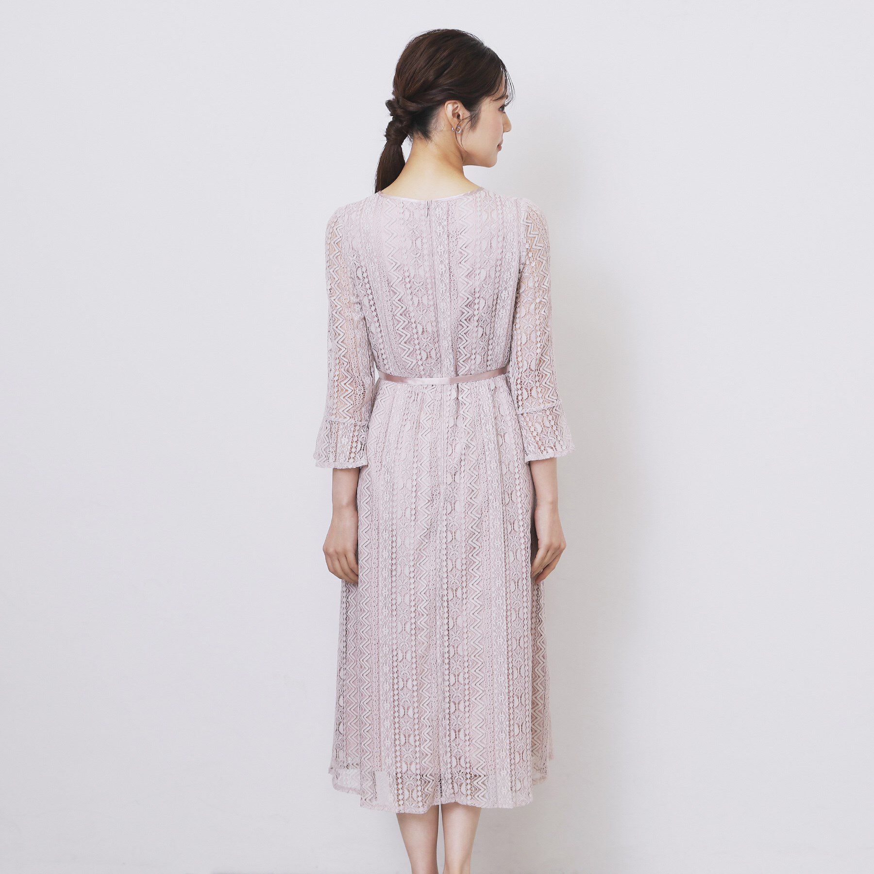 index「幾何ラインレースワンピース【洗濯機OK】」|ワンピース|