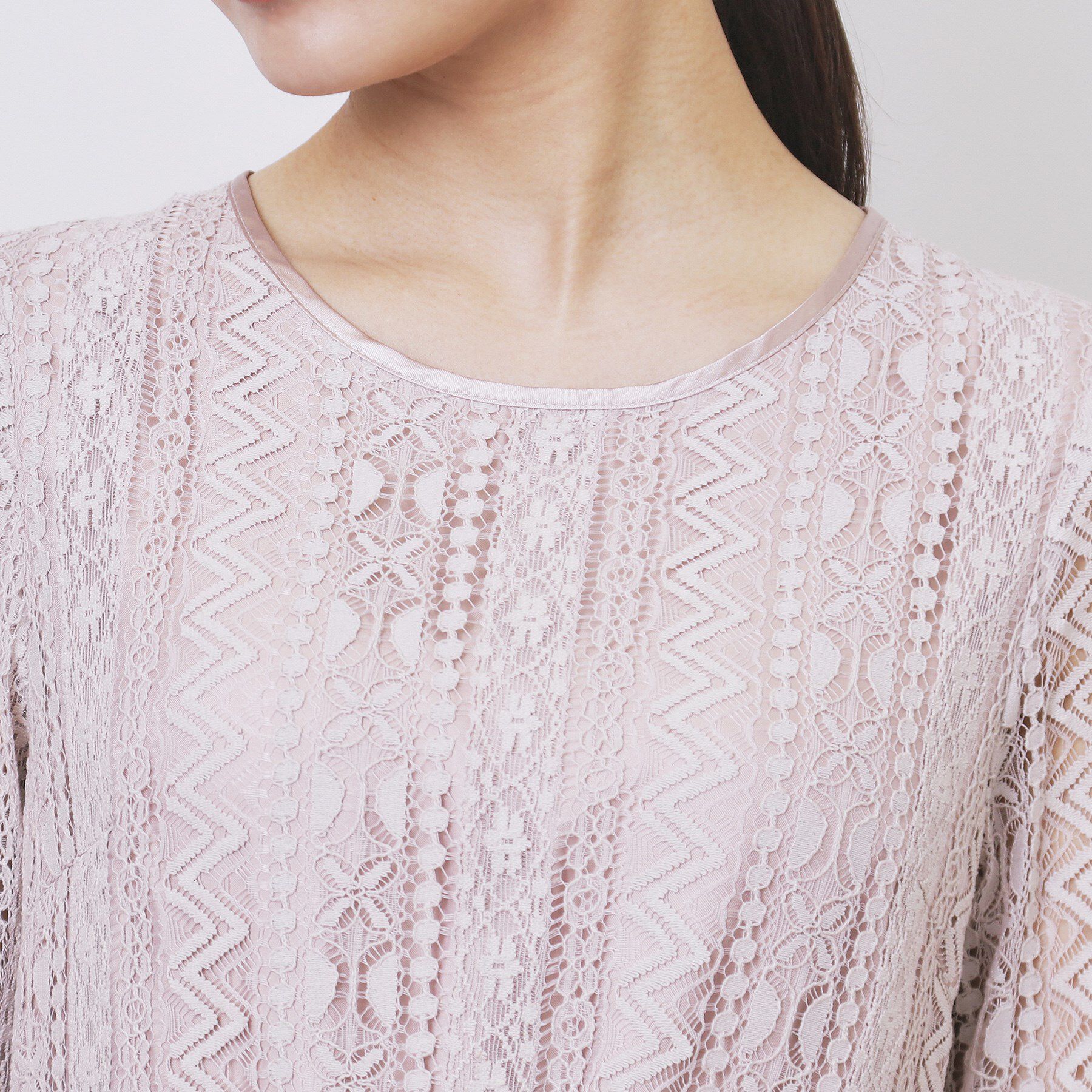 index「幾何ラインレースワンピース【洗濯機OK】」|ワンピース|