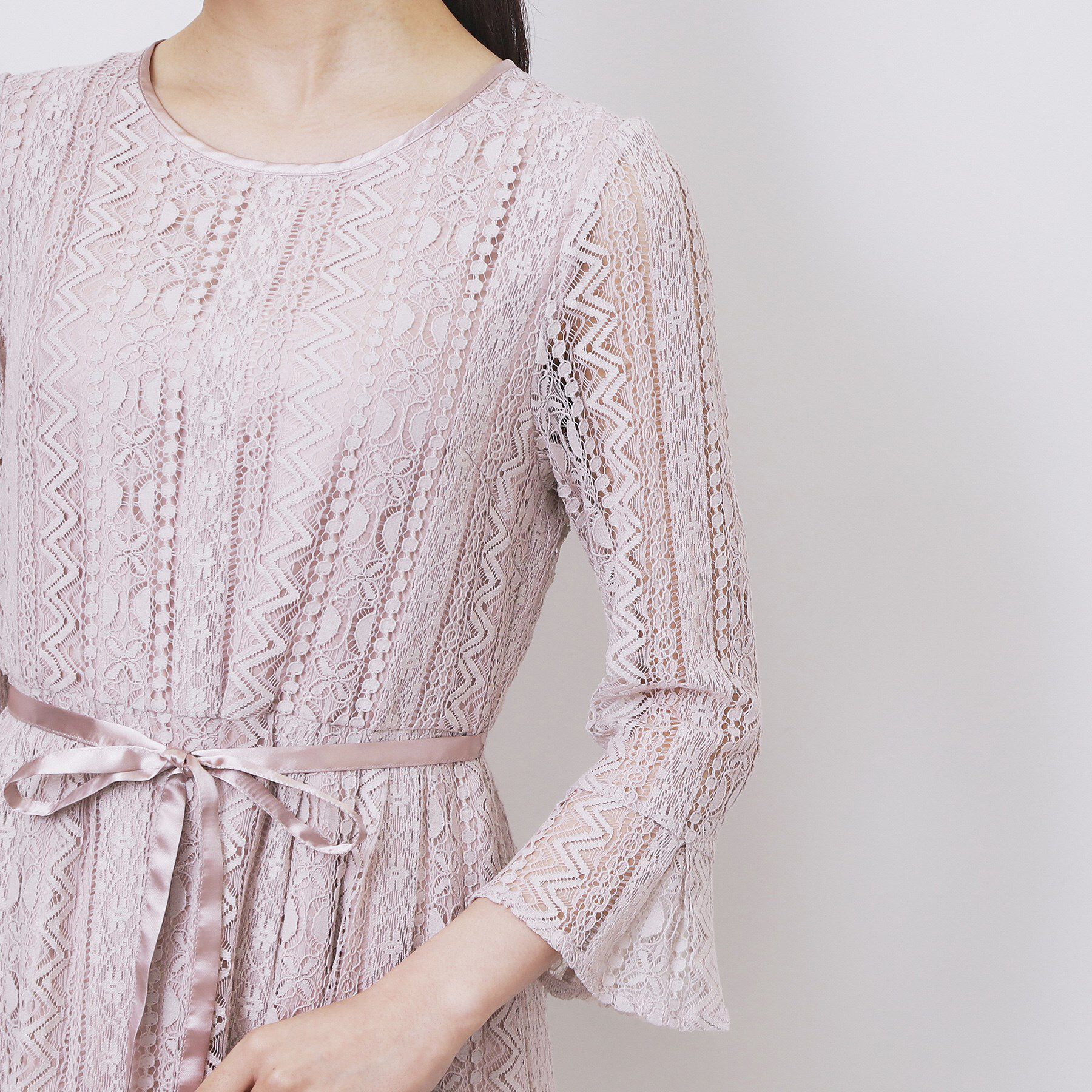 index「幾何ラインレースワンピース【洗濯機OK】」|ワンピース|