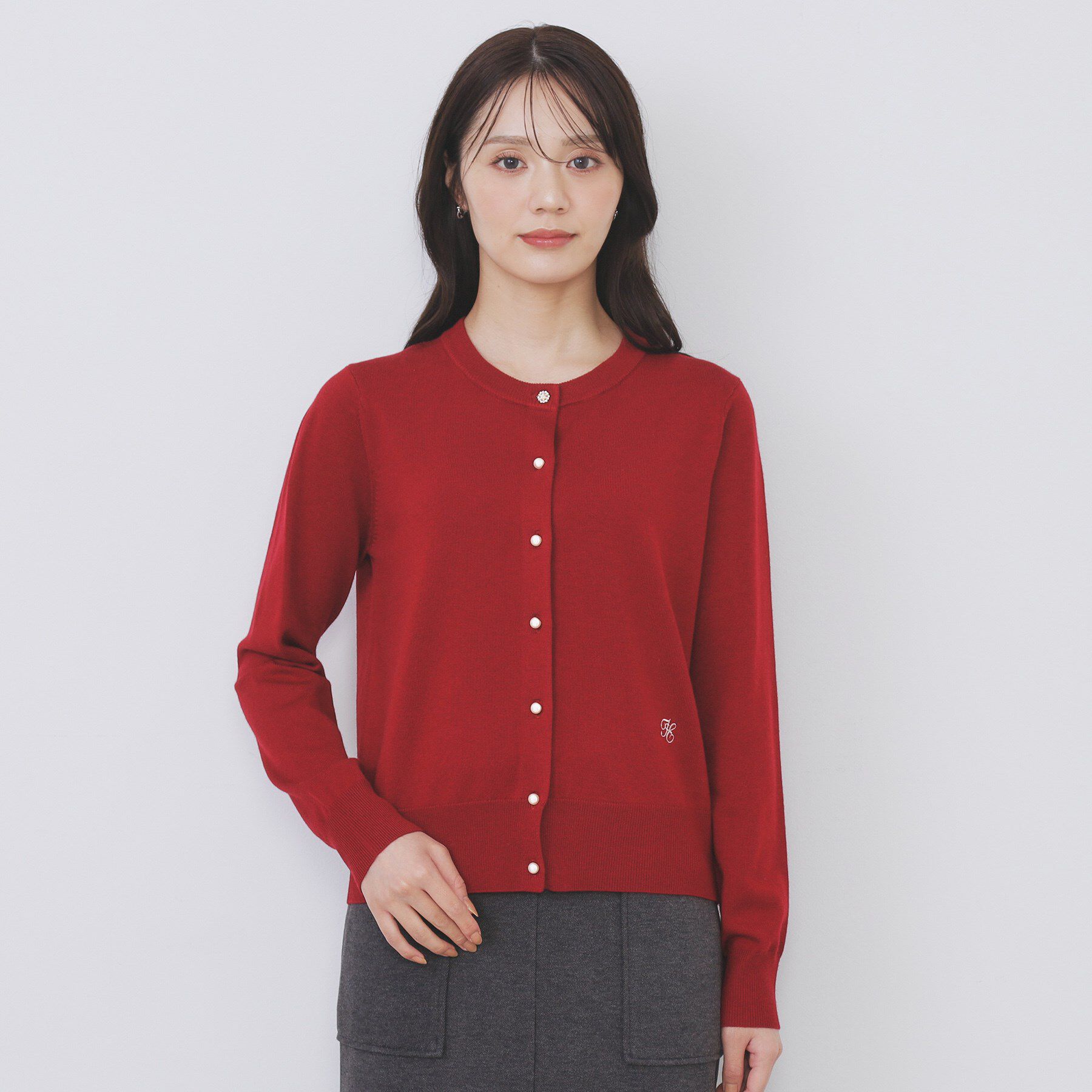 index「ビジュークルーネックカーディガン【洗濯機OK】《7col/XS～LL》」|カーディガン|