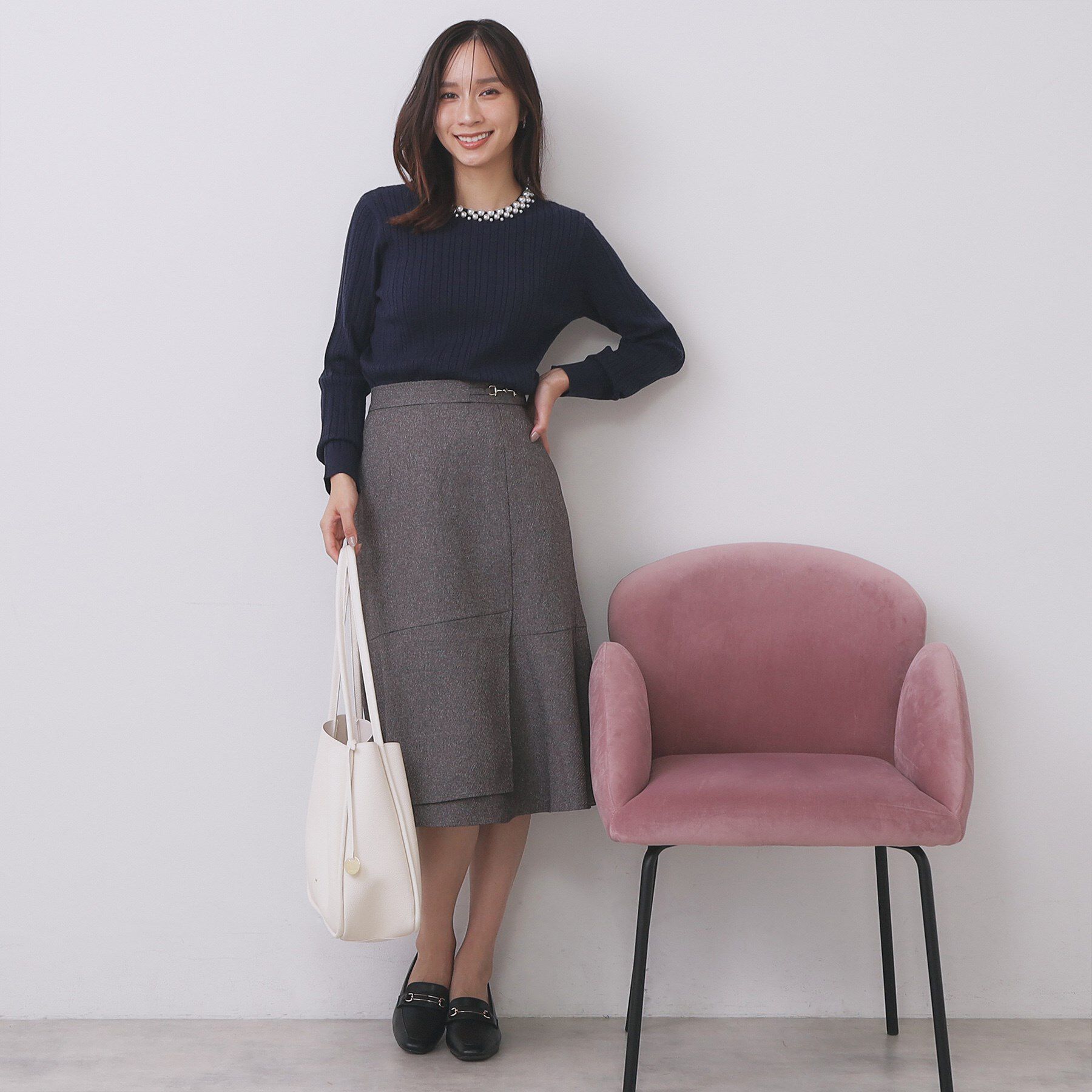 index「パール調ネックケーブルニット【洗濯機OK】」|ニット・セーター|