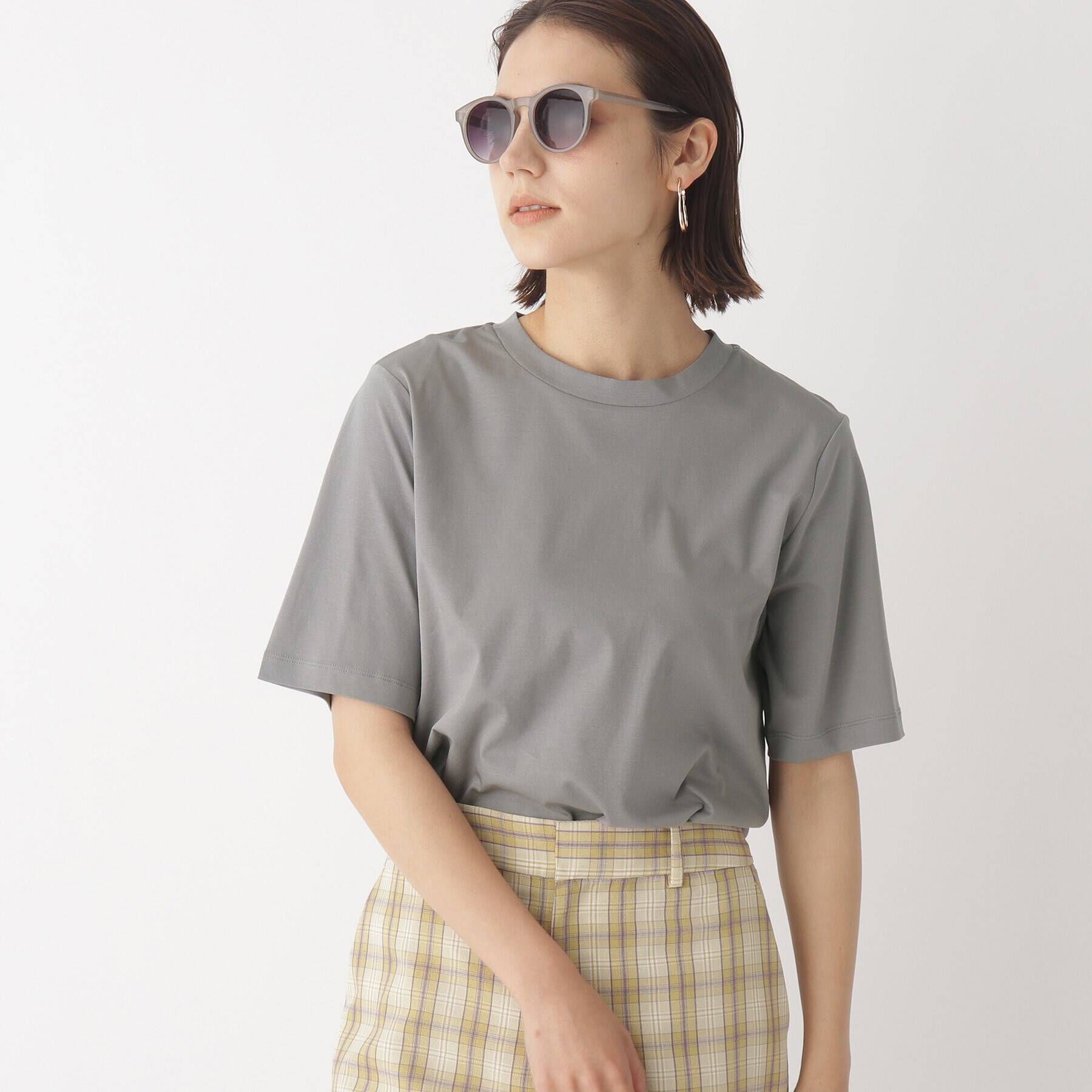 OPAQUE.CLIP「◆アイスタッチシルキーコットン クルーネックTシャツ【WEB限定サイズ】」|Tシャツ・カットソー|チャコールグレー(0