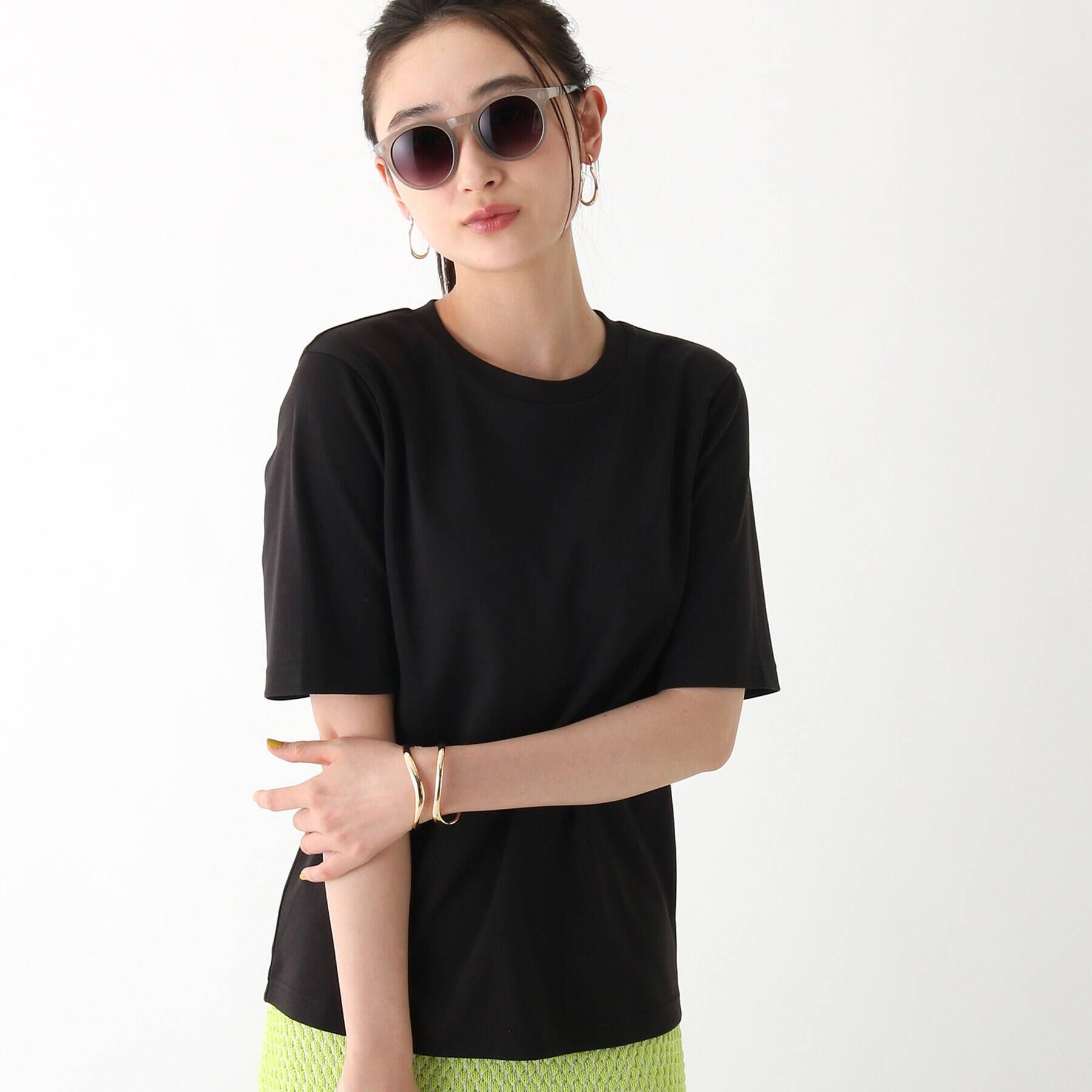 OPAQUE.CLIP「◆アイスタッチシルキーコットン クルーネックTシャツ【WEB限定サイズ】」|Tシャツ・カットソー|ブラック(019)