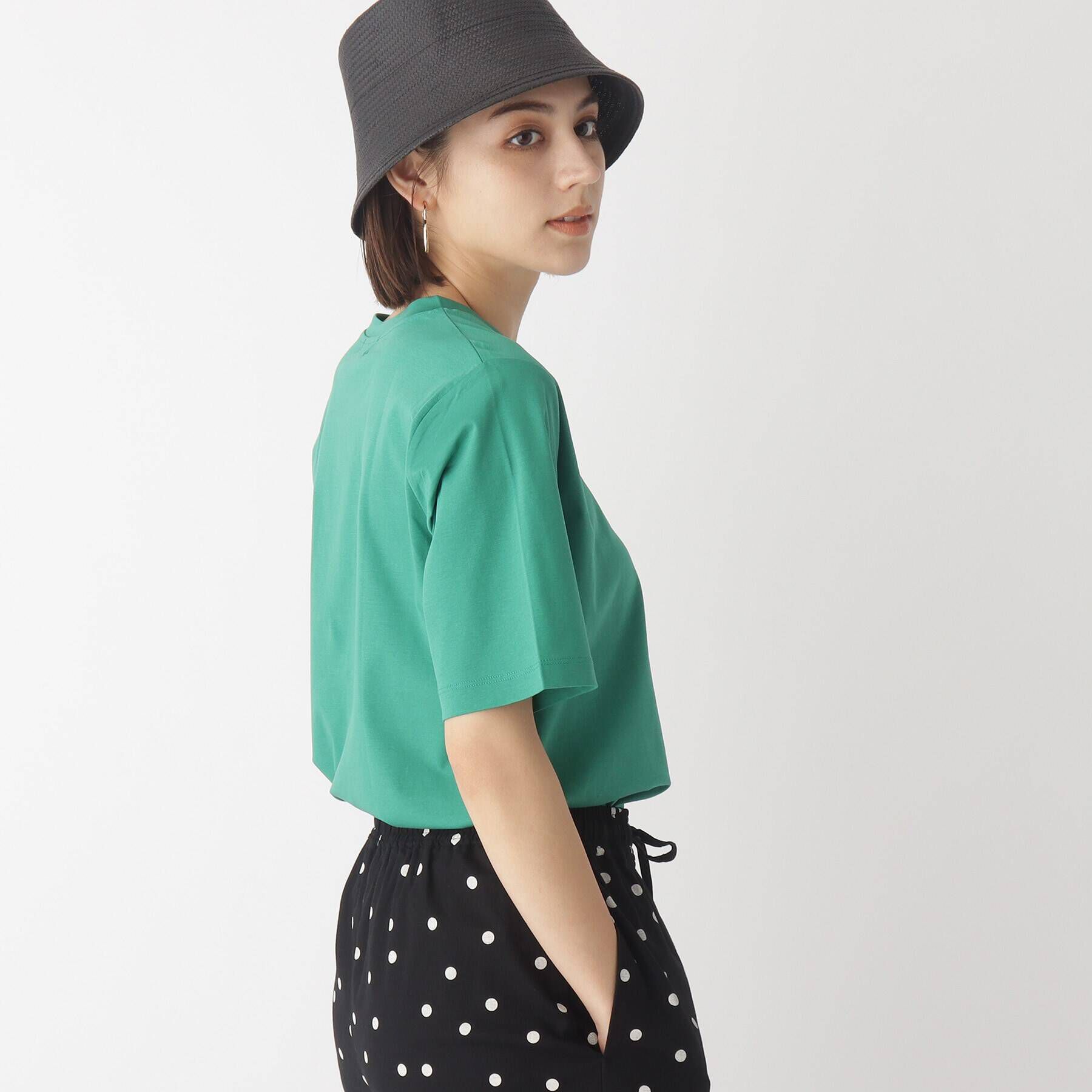 OPAQUE.CLIP「◆アイスタッチシルキーコットン クルーネックTシャツ【WEB限定サイズ】」|Tシャツ・カットソー|グリーン(022)