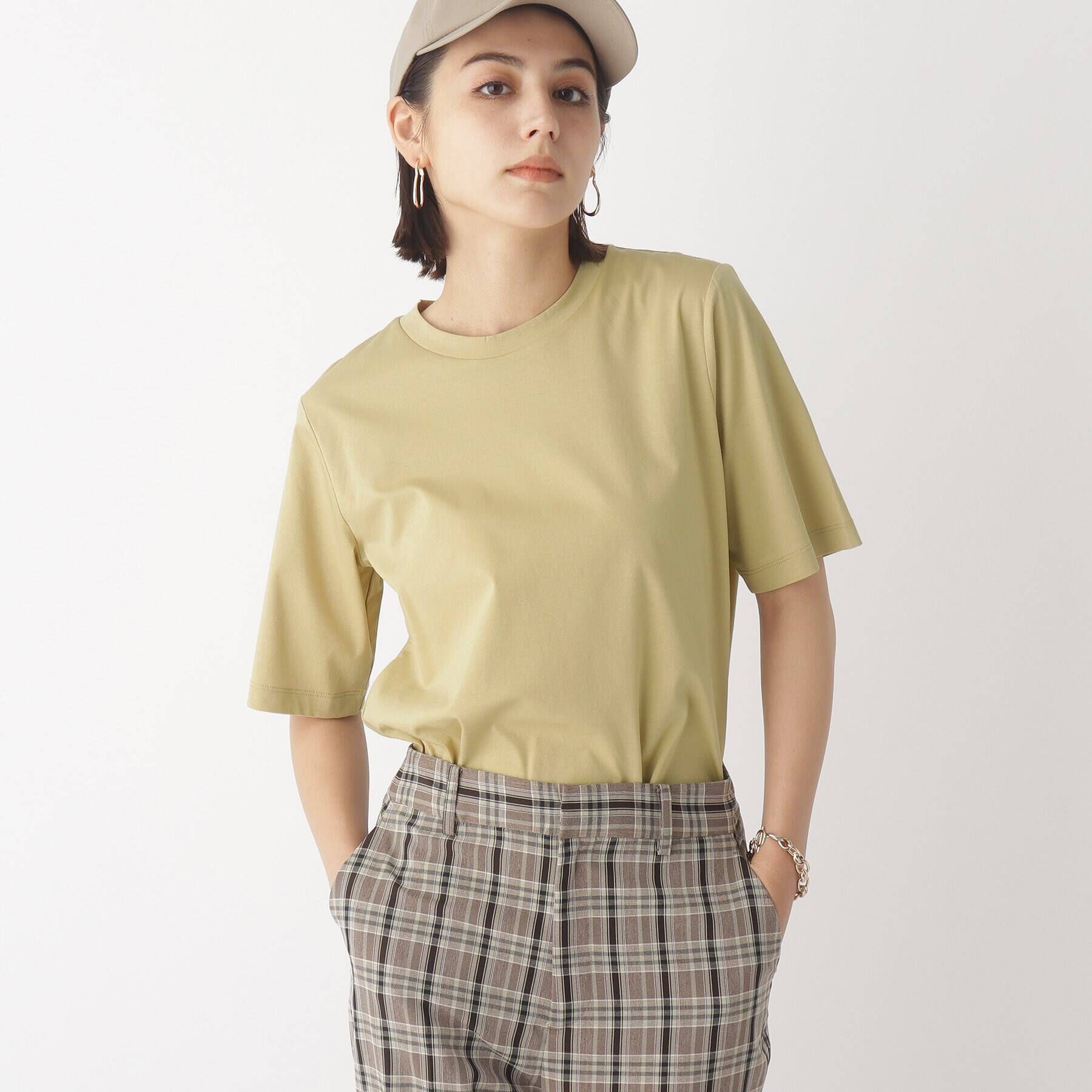 OPAQUE.CLIP「◆アイスタッチシルキーコットン クルーネックTシャツ【WEB限定サイズ】」|Tシャツ・カットソー|サンドベージュ(05