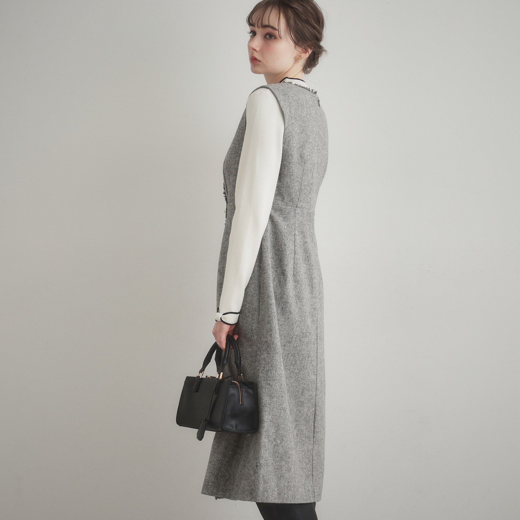 Couture broach「【通勤】フリンジツイードジャンスカ」|ジャンパースカート|