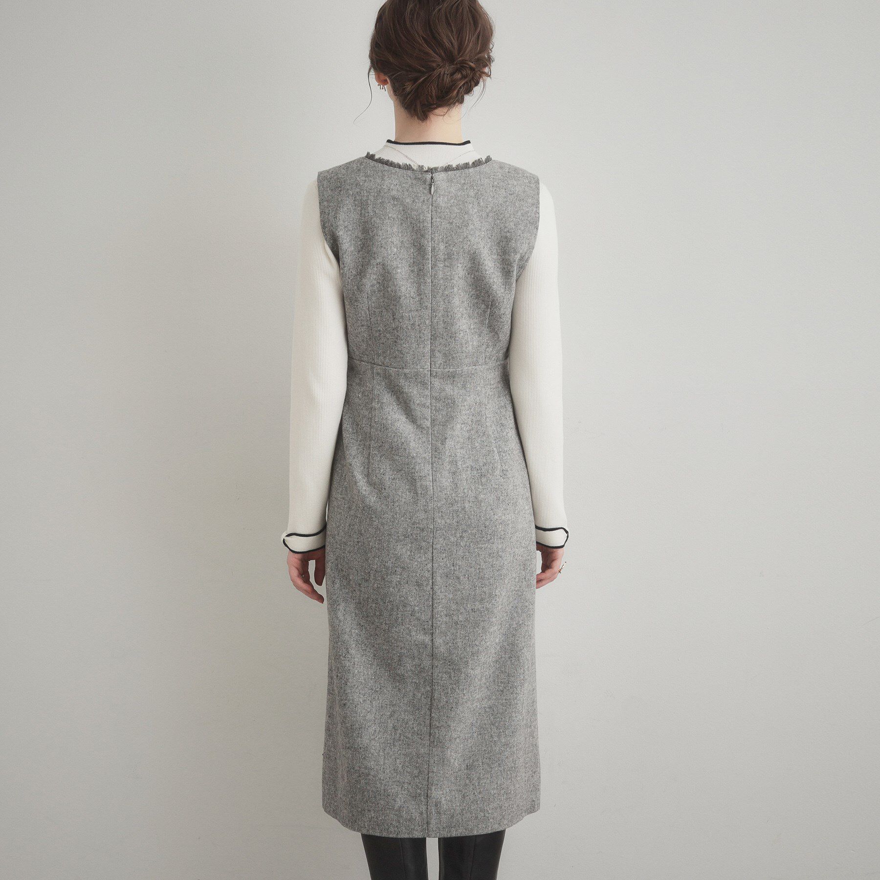 Couture broach「【通勤】フリンジツイードジャンスカ」|ジャンパースカート|