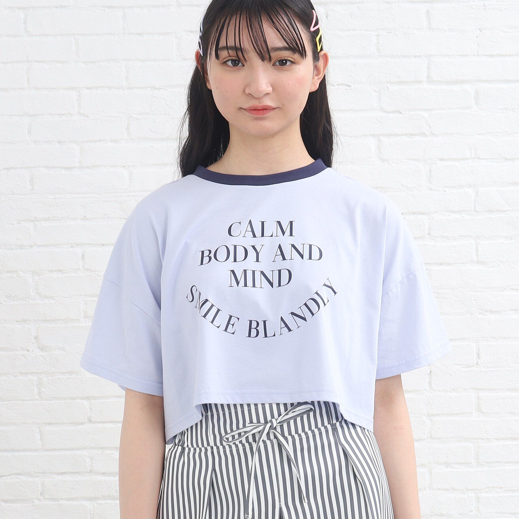 PINK-latte「【接触冷感機能付き】リンガー配色Tシャツ」|Tシャツ・カットソー|