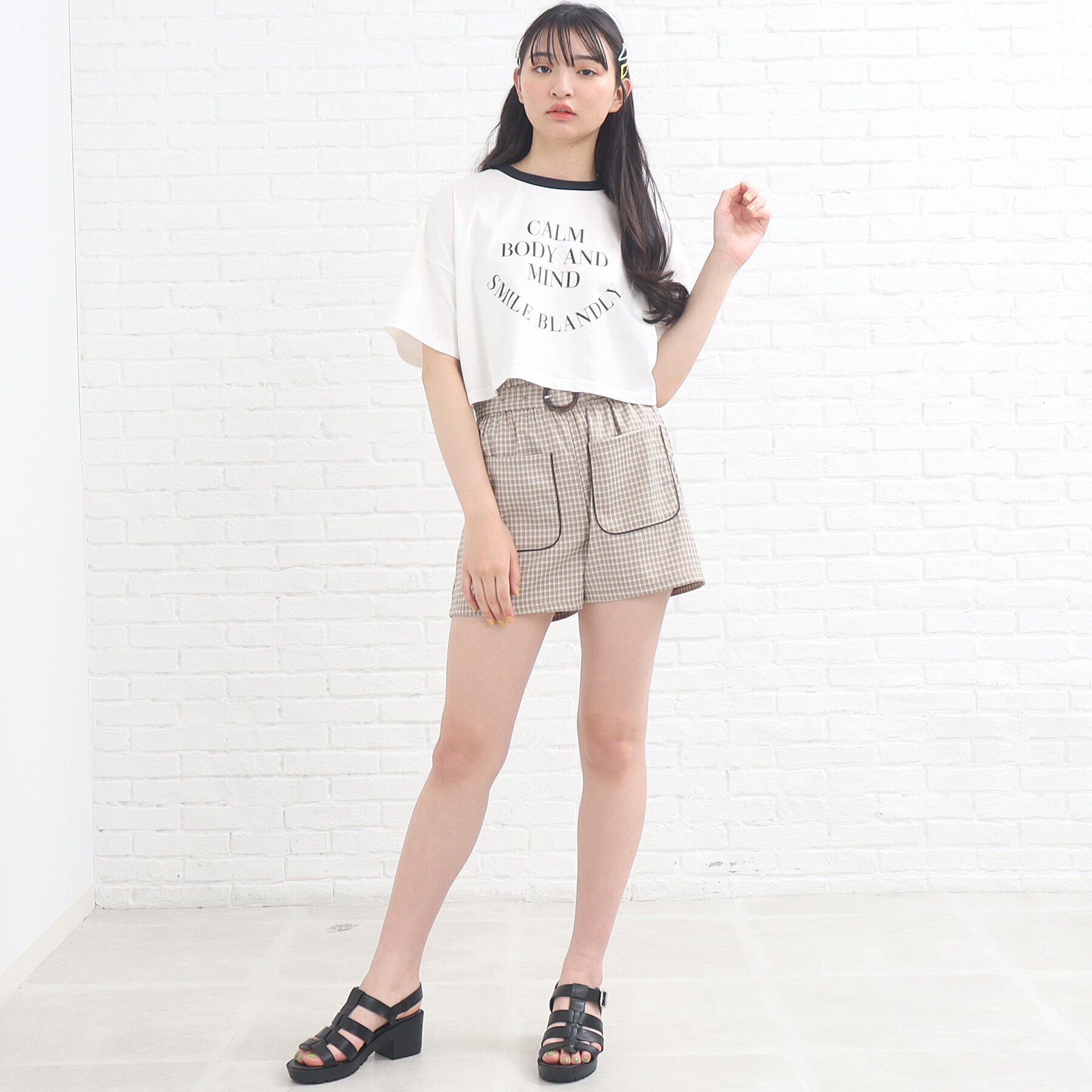 PINK-latte「【接触冷感機能付き】リンガー配色Tシャツ」|Tシャツ・カットソー|