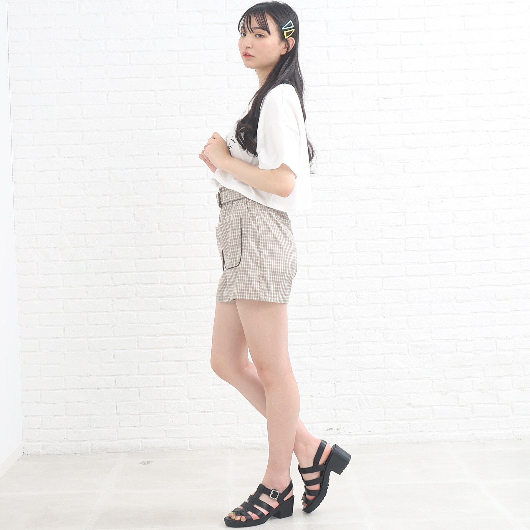 PINK-latte「【接触冷感機能付き】リンガー配色Tシャツ」|Tシャツ・カットソー|