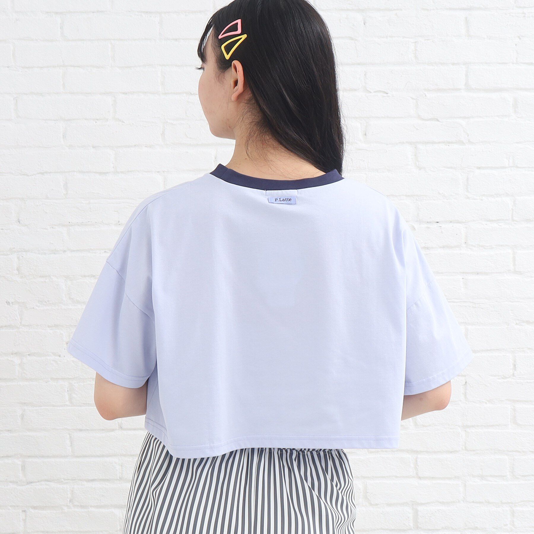 PINK-latte「【接触冷感機能付き】リンガー配色Tシャツ」|Tシャツ・カットソー|