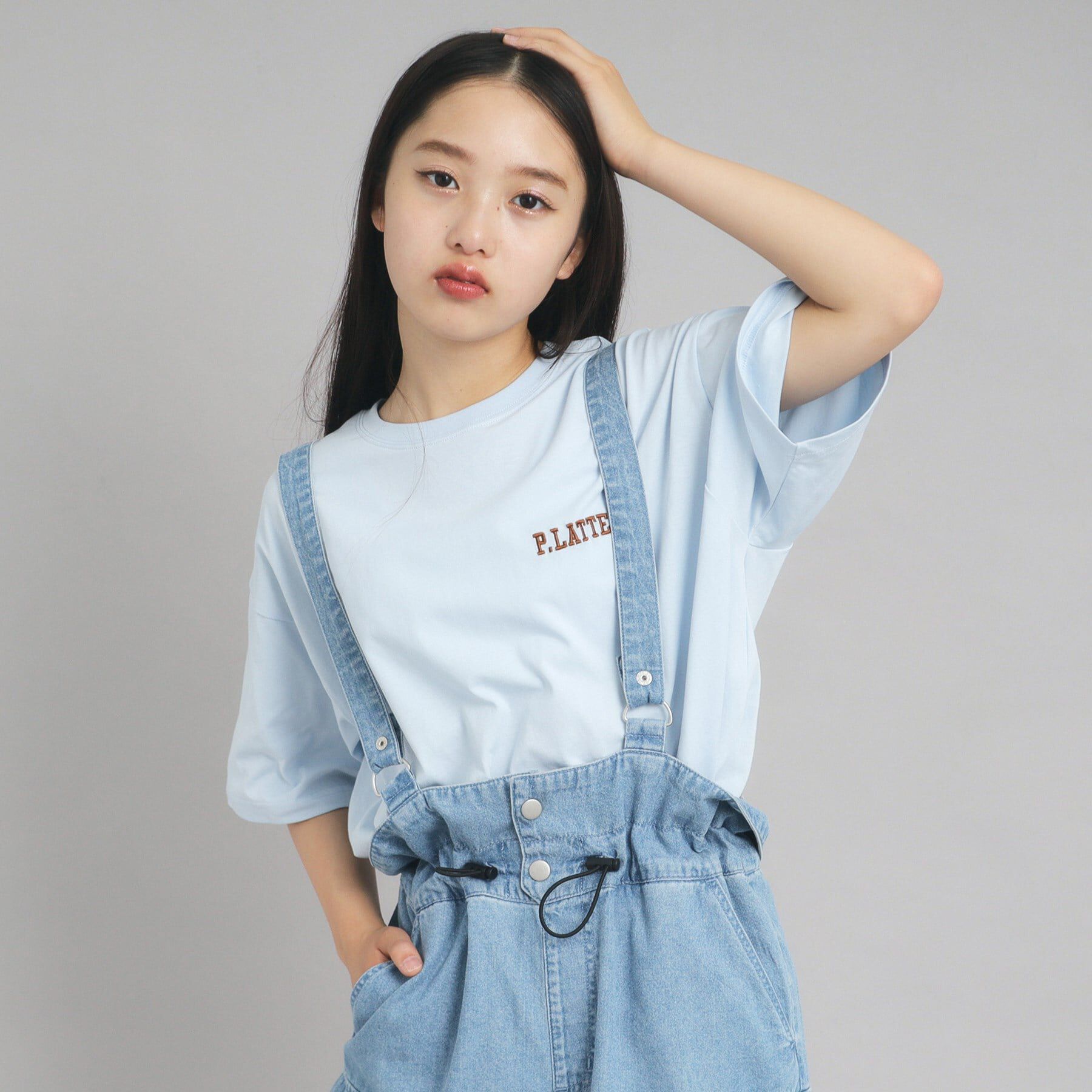 PINK-latte「【接触冷感/130cmあり】ピンクマテTシャツ」|Tシャツ・カットソー|ﾌﾞﾙｰ(091)