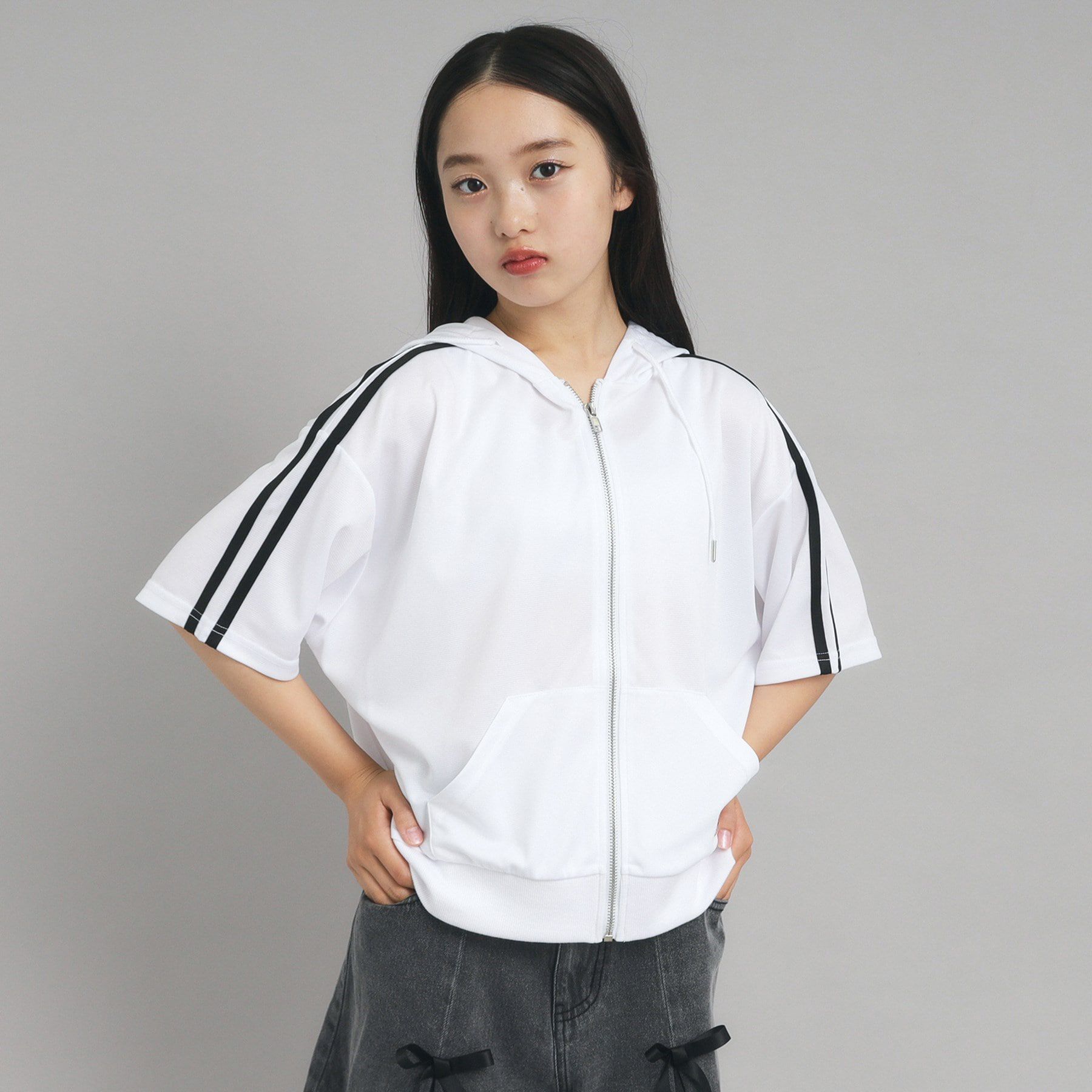 PINK-latte「5分袖トラックジャケット」|パーカー|