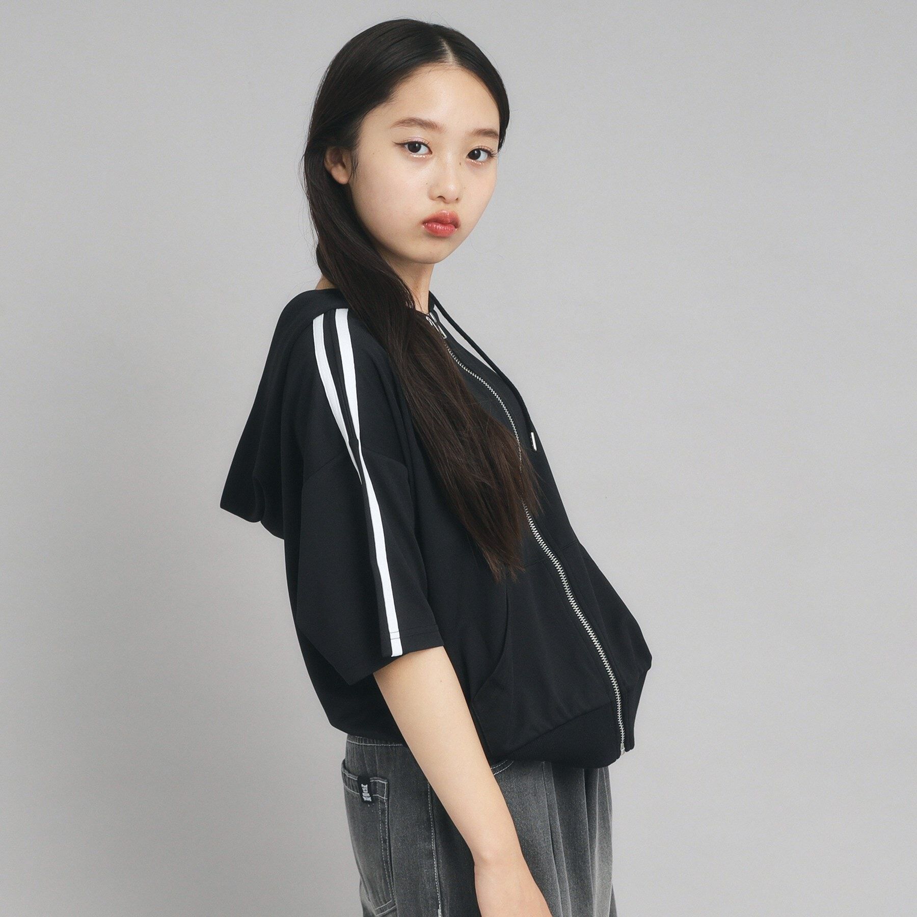 PINK-latte「5分袖トラックジャケット」|パーカー|