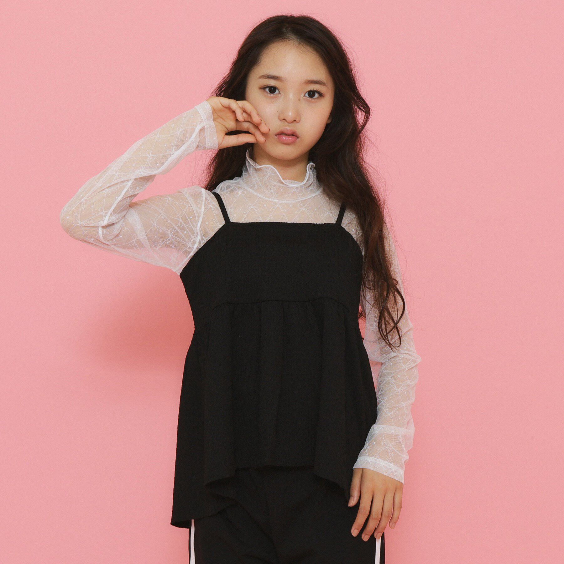 PINK-latte「【セットアイテム】リボンシアートップス＋キャミソールセット」|その他|