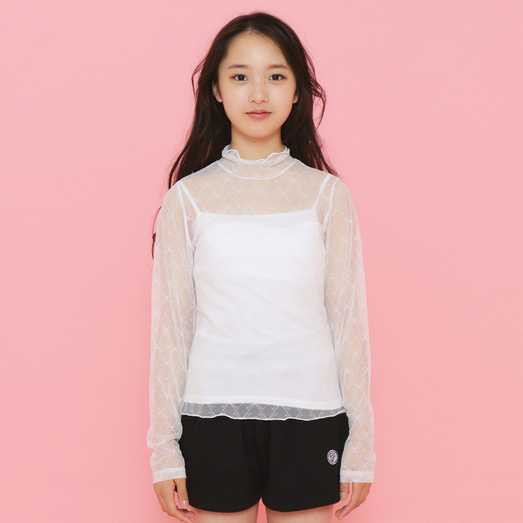 PINK-latte「【セットアイテム】リボンシアートップス＋キャミソールセット」|その他|