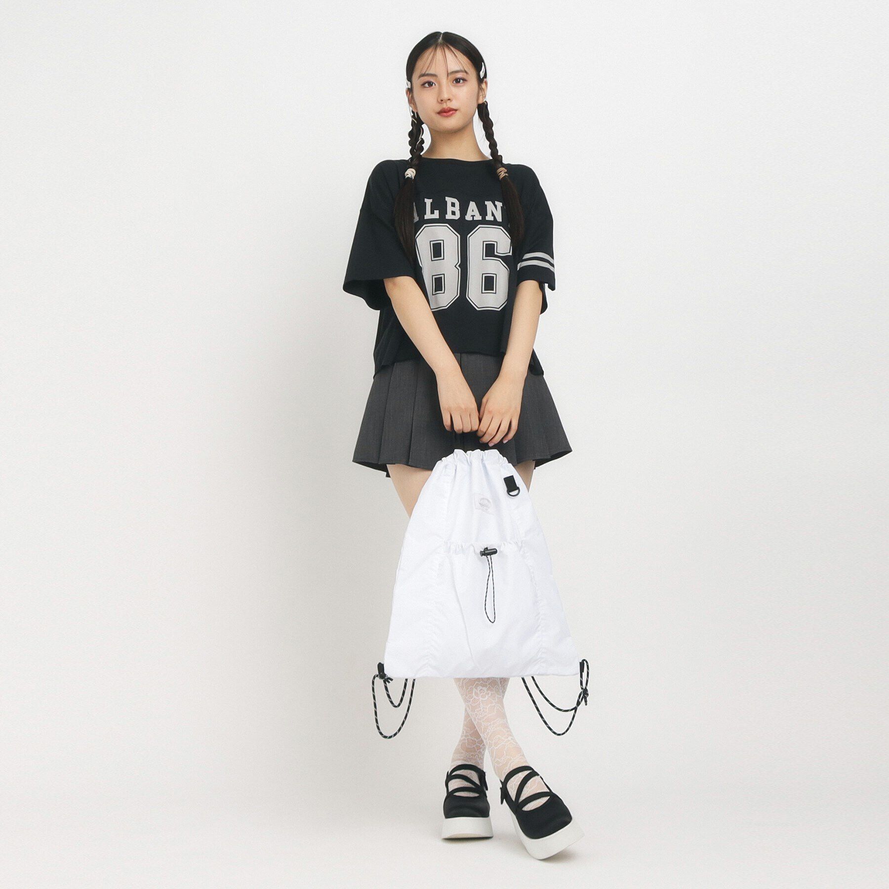 PINK-latte「ドロストナップサック」|リュック|ｵﾌﾎﾜｲﾄ(003)