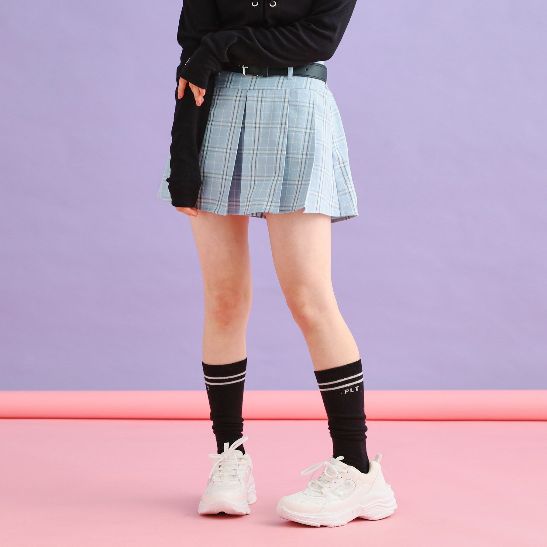 PINK-latte「ベルト付きプリーツスカート」|スカート|