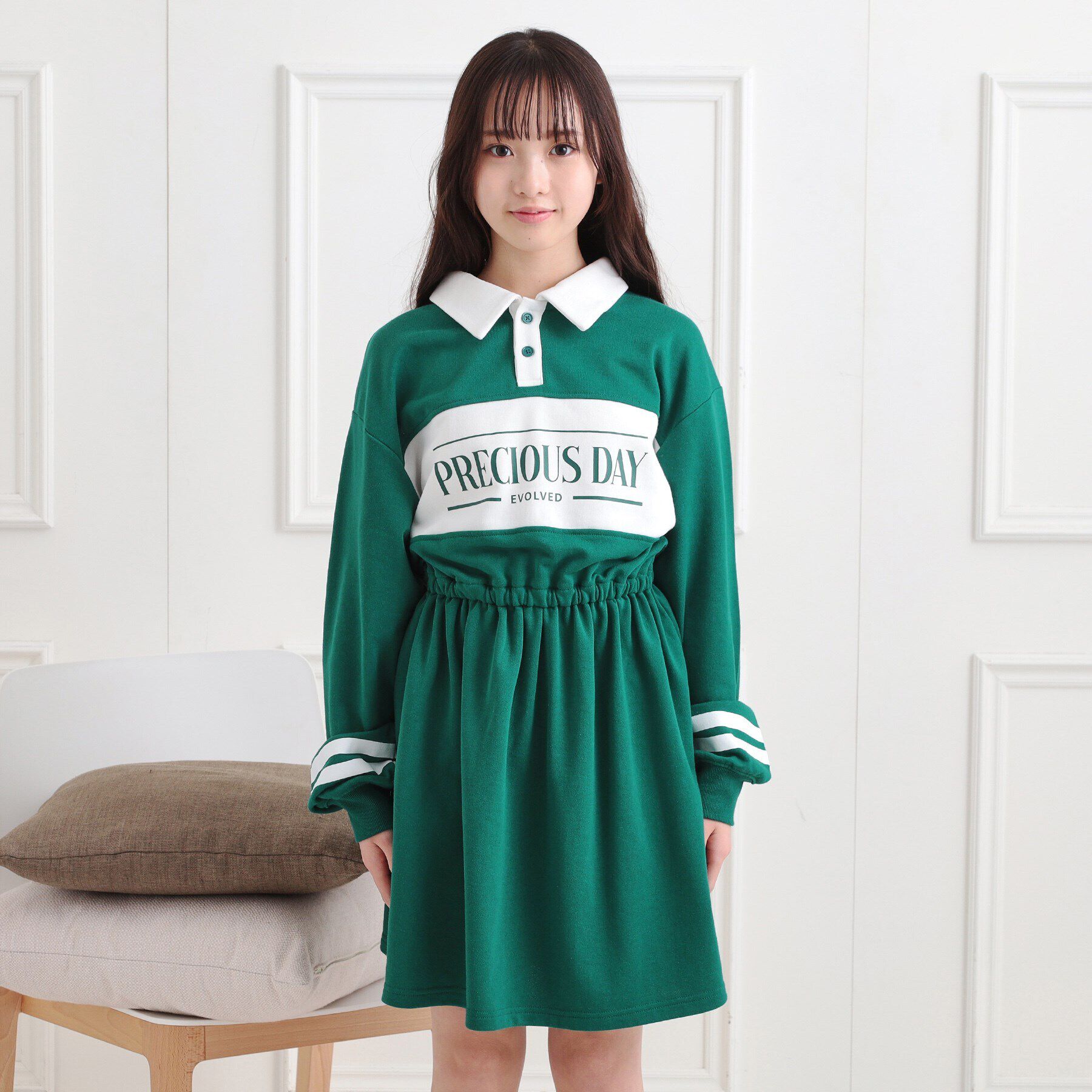 PINK-latte「ミニ裏エリ付きドロストワンピース」|ワンピース|