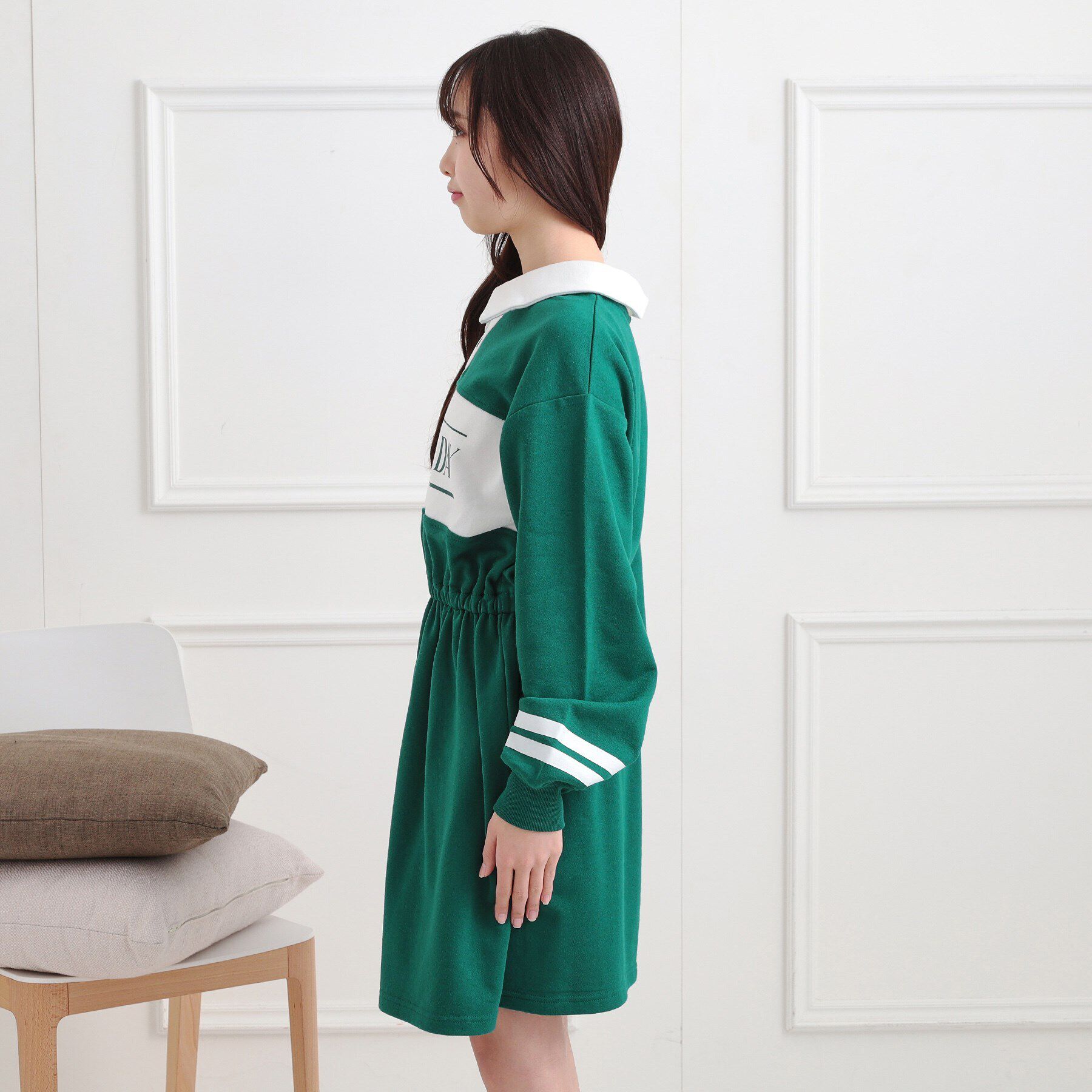 PINK-latte「ミニ裏エリ付きドロストワンピース」|ワンピース|