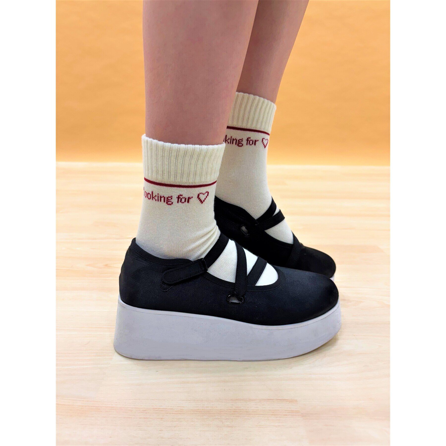 PINK-latte「【15cm丈】ピンボーダーショートソックス」|ソックス|ホワイト(001)