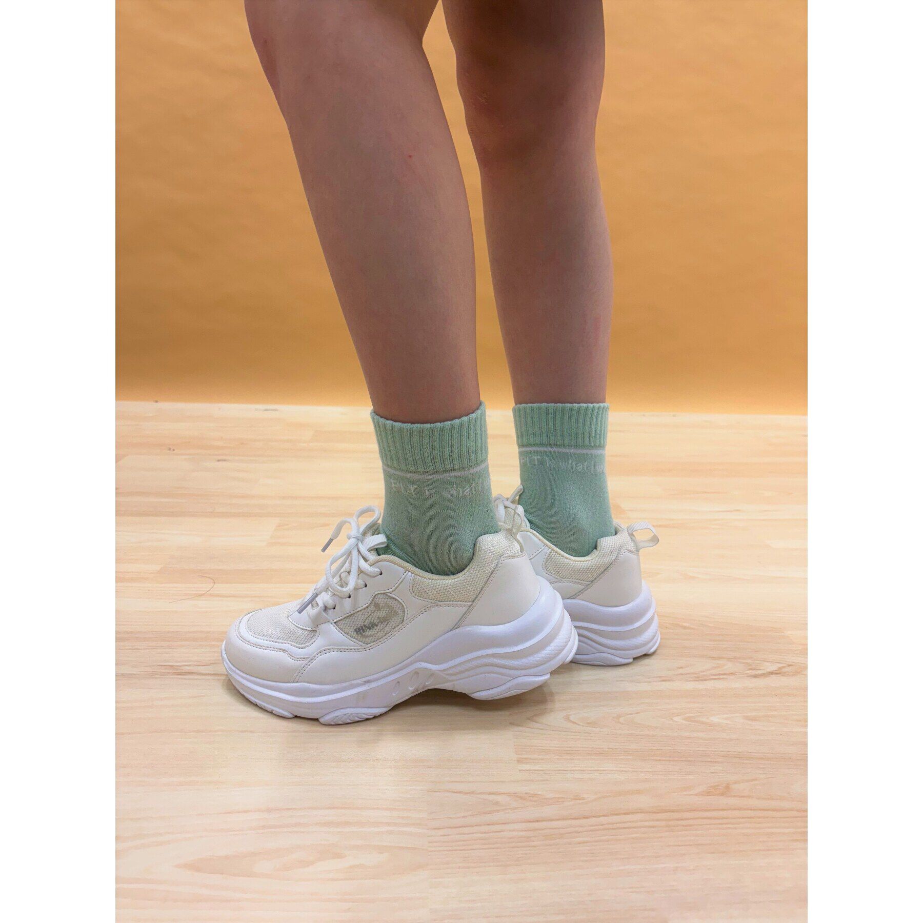 PINK-latte「【15cm丈】ピンボーダーショートソックス」|ソックス|ミントグリーン(02