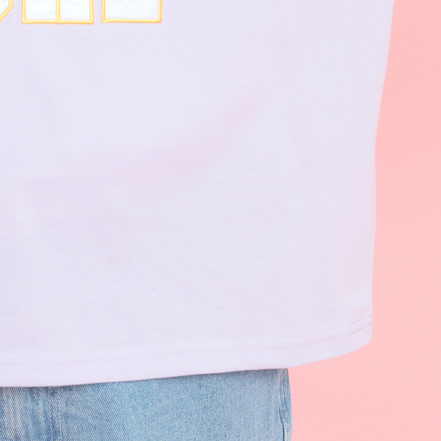 PINK-latte「サテンアップリケカレッジTシャツ」|Tシャツ・カットソー|