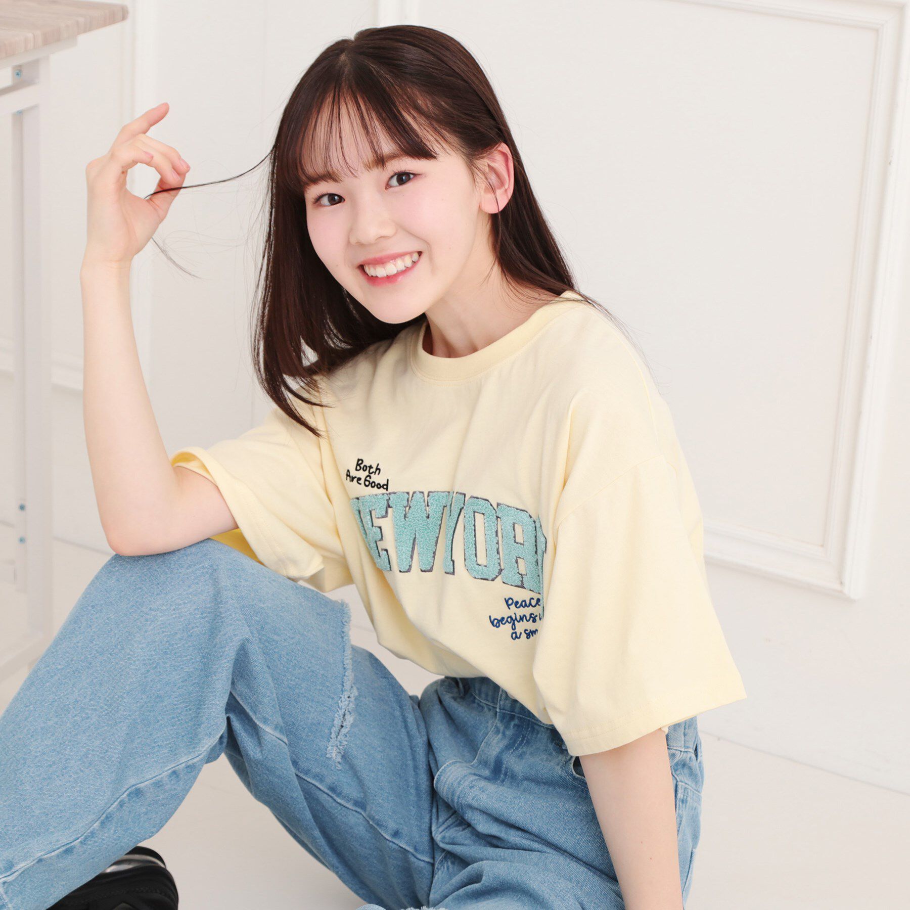 PINK-latte「さがら刺繍ビッグTシャツ」|Tシャツ・カットソー|