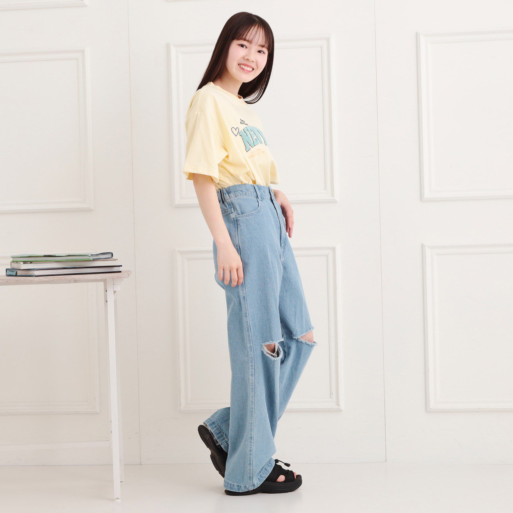 PINK-latte「さがら刺繍ビッグTシャツ」|Tシャツ・カットソー|