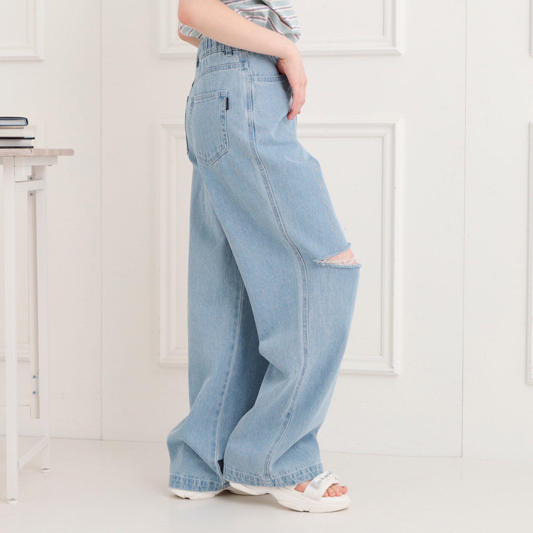 PINK-latte「膝ダメージデニムパンツ」|その他|