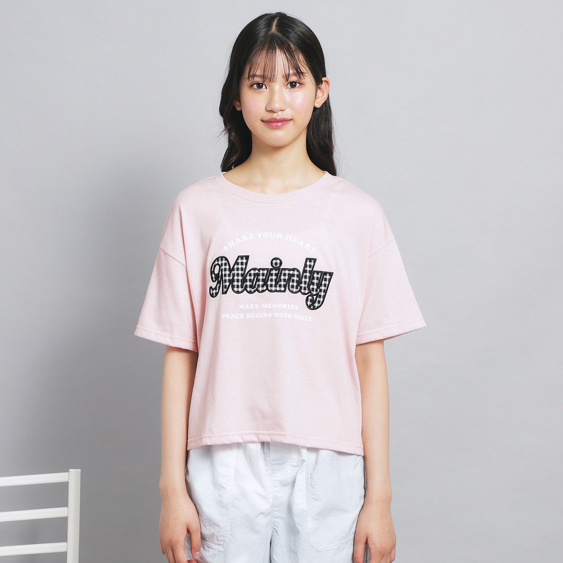 PINK-latte「ギンガムアップリケTシャツ」|Tシャツ・カットソー|