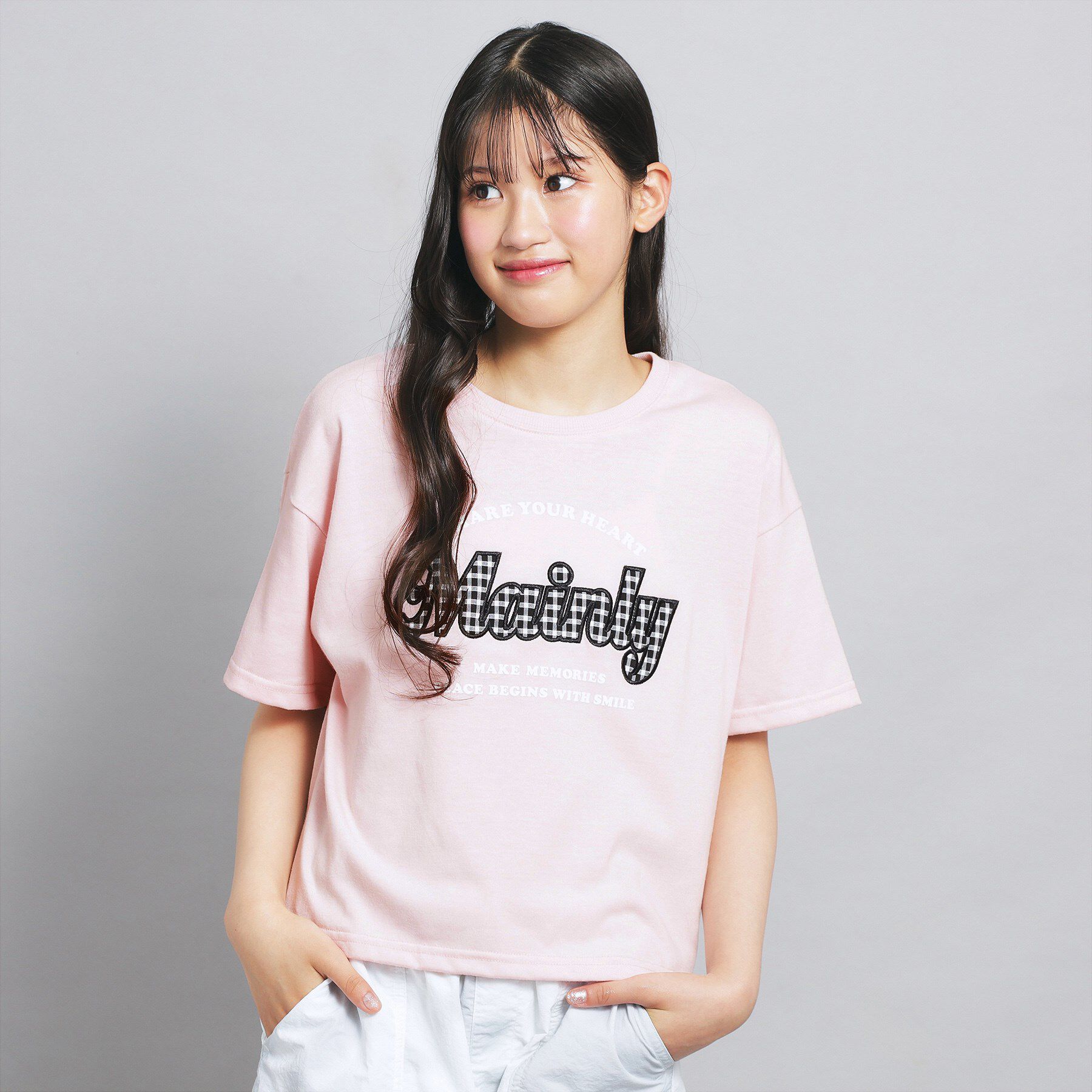 PINK-latte「ギンガムアップリケTシャツ」|Tシャツ・カットソー|