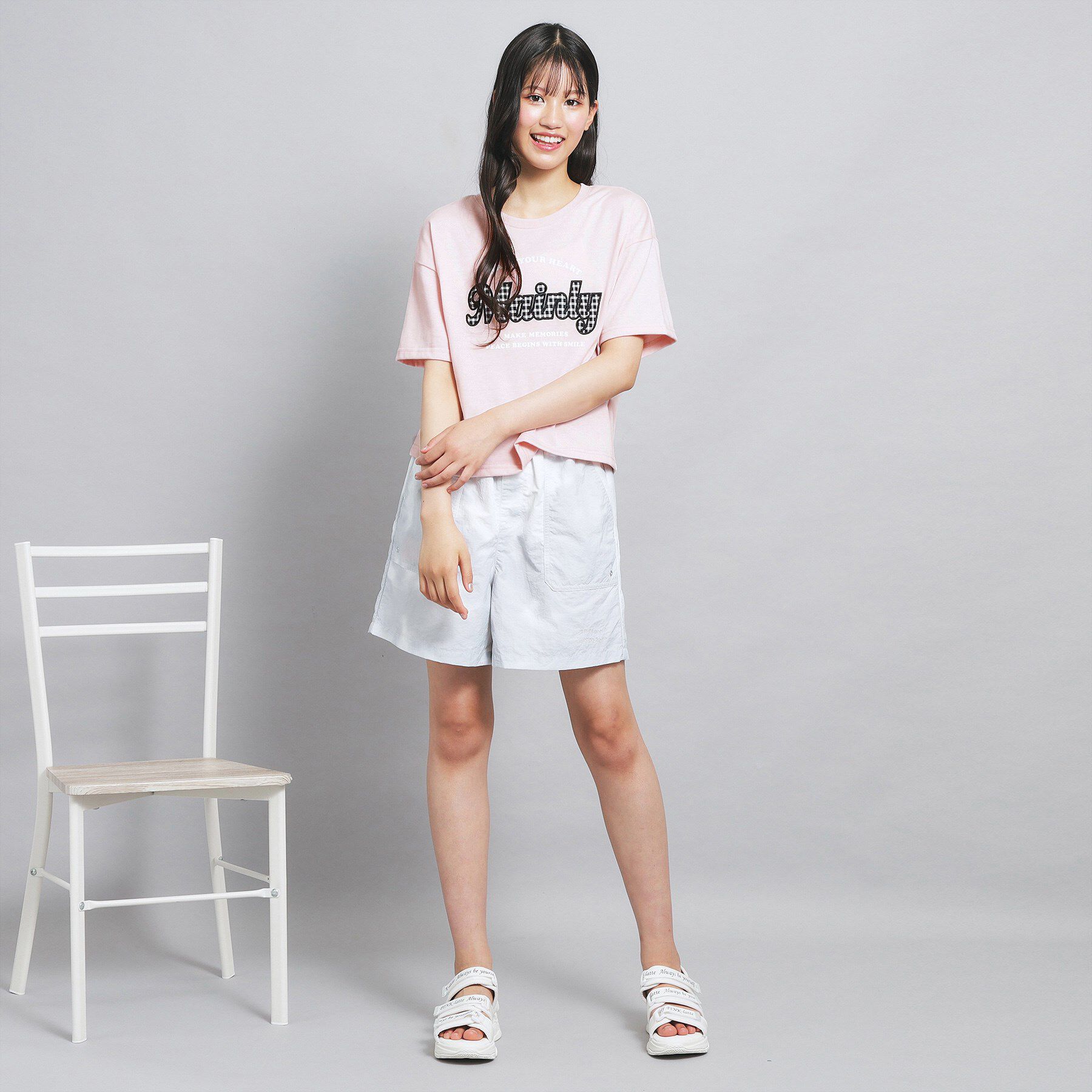 PINK-latte「ギンガムアップリケTシャツ」|Tシャツ・カットソー|