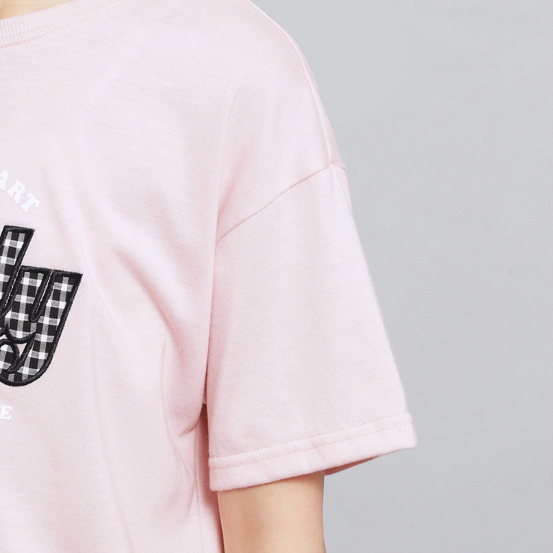 PINK-latte「ギンガムアップリケTシャツ」|Tシャツ・カットソー|