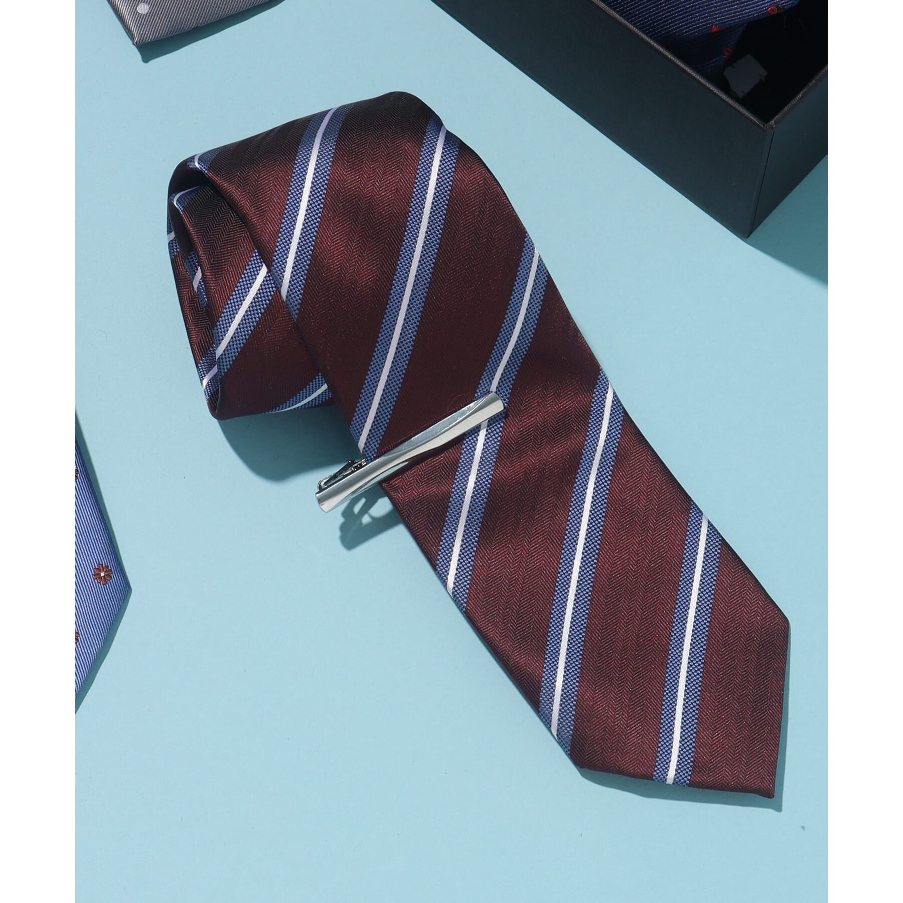 THE SHOP TK「ネクタイ＆タイピン ギフトBOXセット」|ネクタイ・蝶ネクタイ|ボルドー(264)