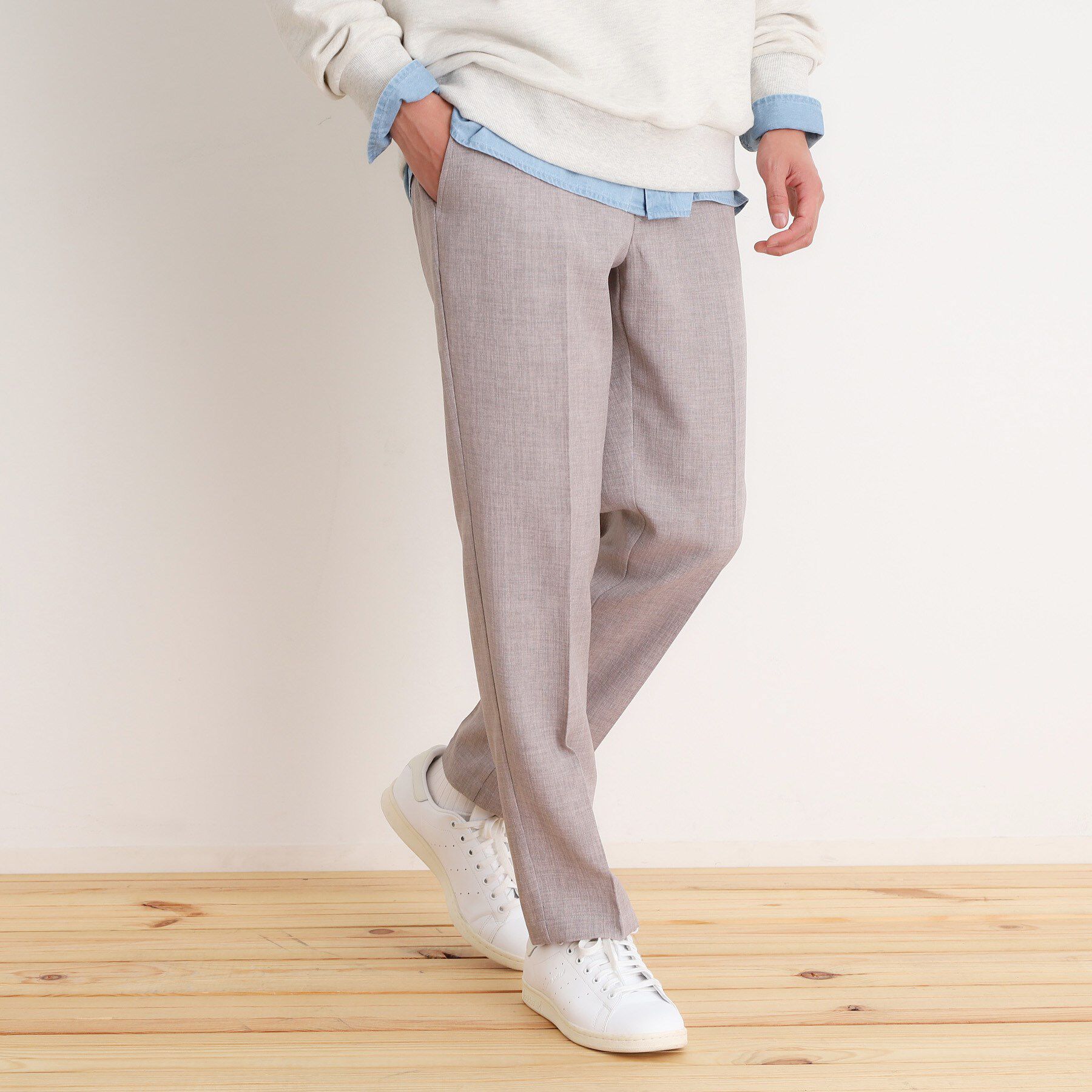 THE SHOP TK「リネンライクスラックス 【セットアップ可】」|その他|ライトベージュ(05