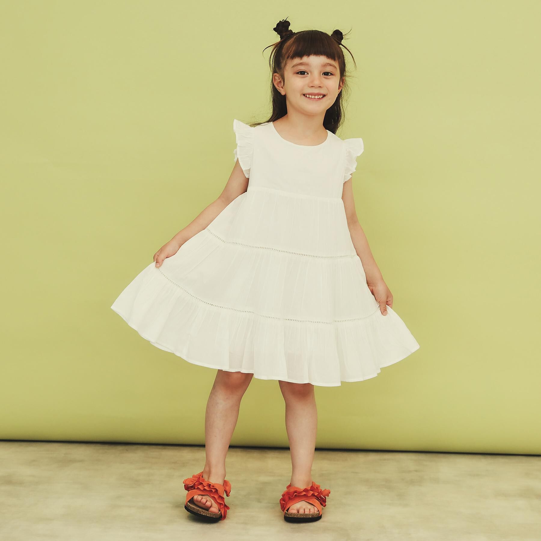 THE SHOP TK「【120－150】ティアードワンピース/洗える」|ワンピース|オフホワイト(003