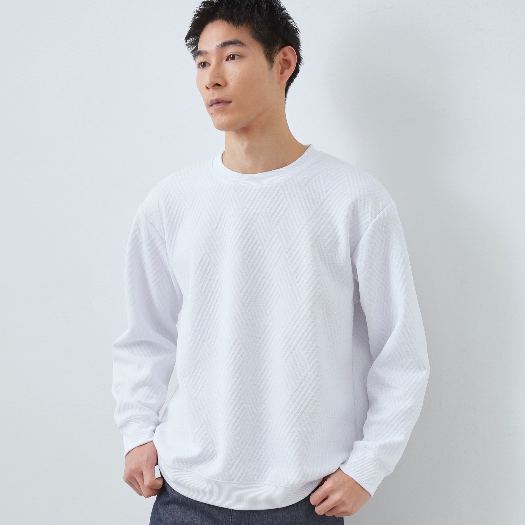 THE SHOP TK「【大人の上品カジュアルに】ふくれキルトスウェット　軽量/洗濯機OK」|パーカー|ホワイト(002)