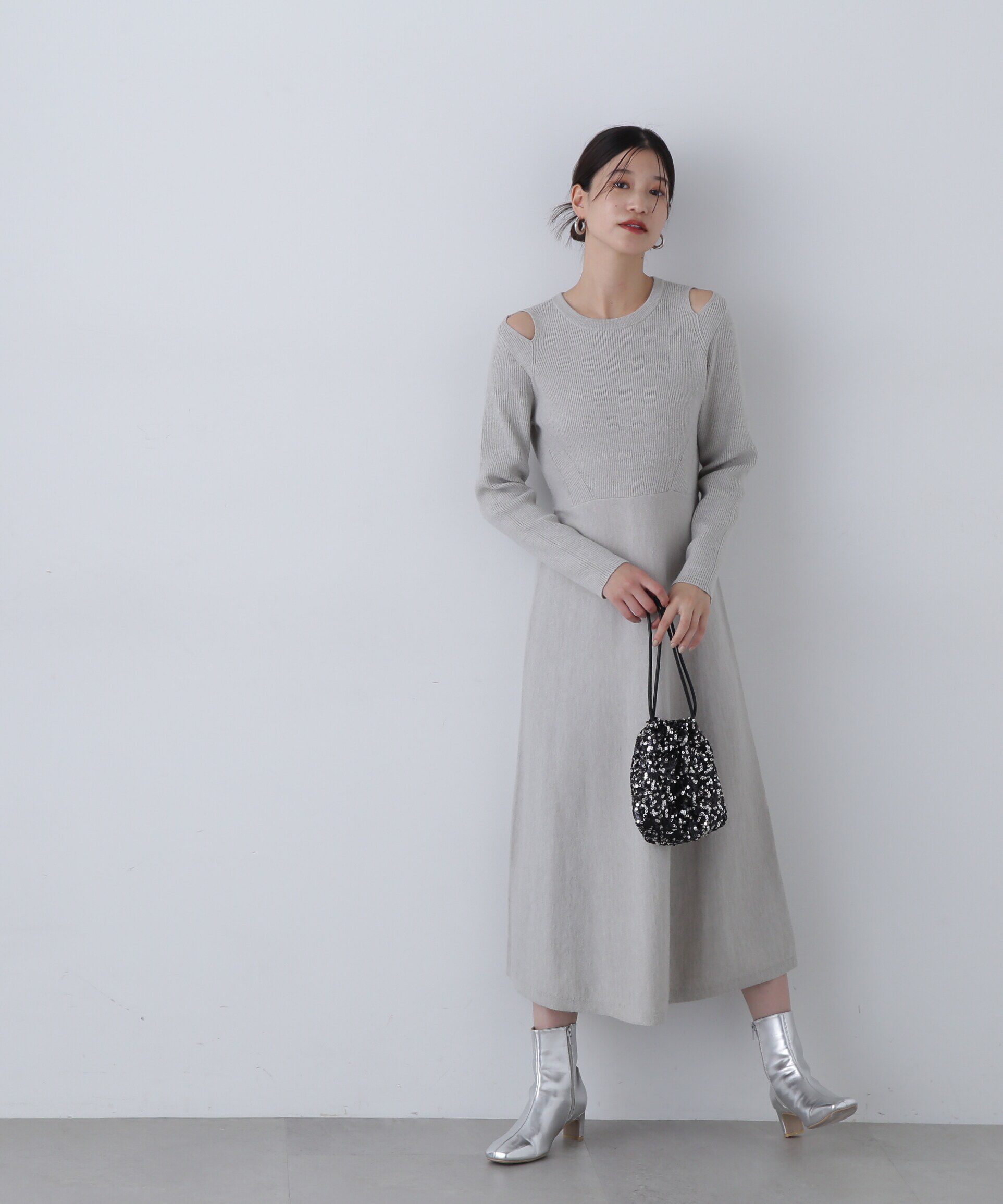  「オープンショルダーニットワンピース」|ワンピース|