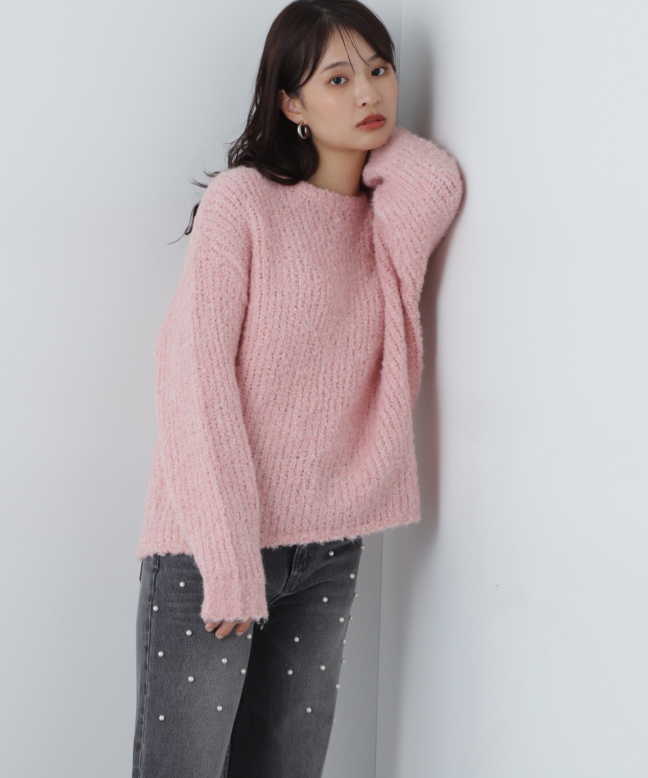  「ブークレニット」|ニット・セーター|ピンク