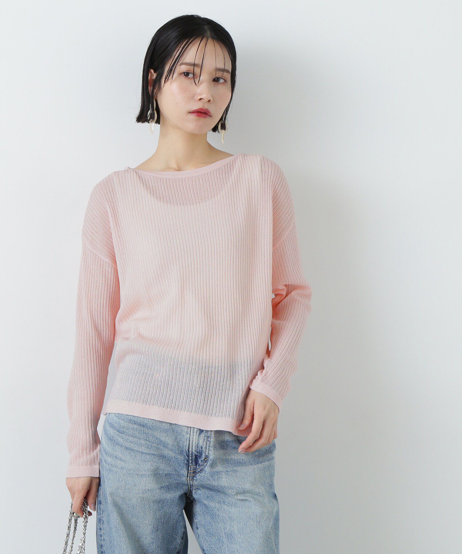  「シアーリブゆるニット」|ニット・セーター|ピンク