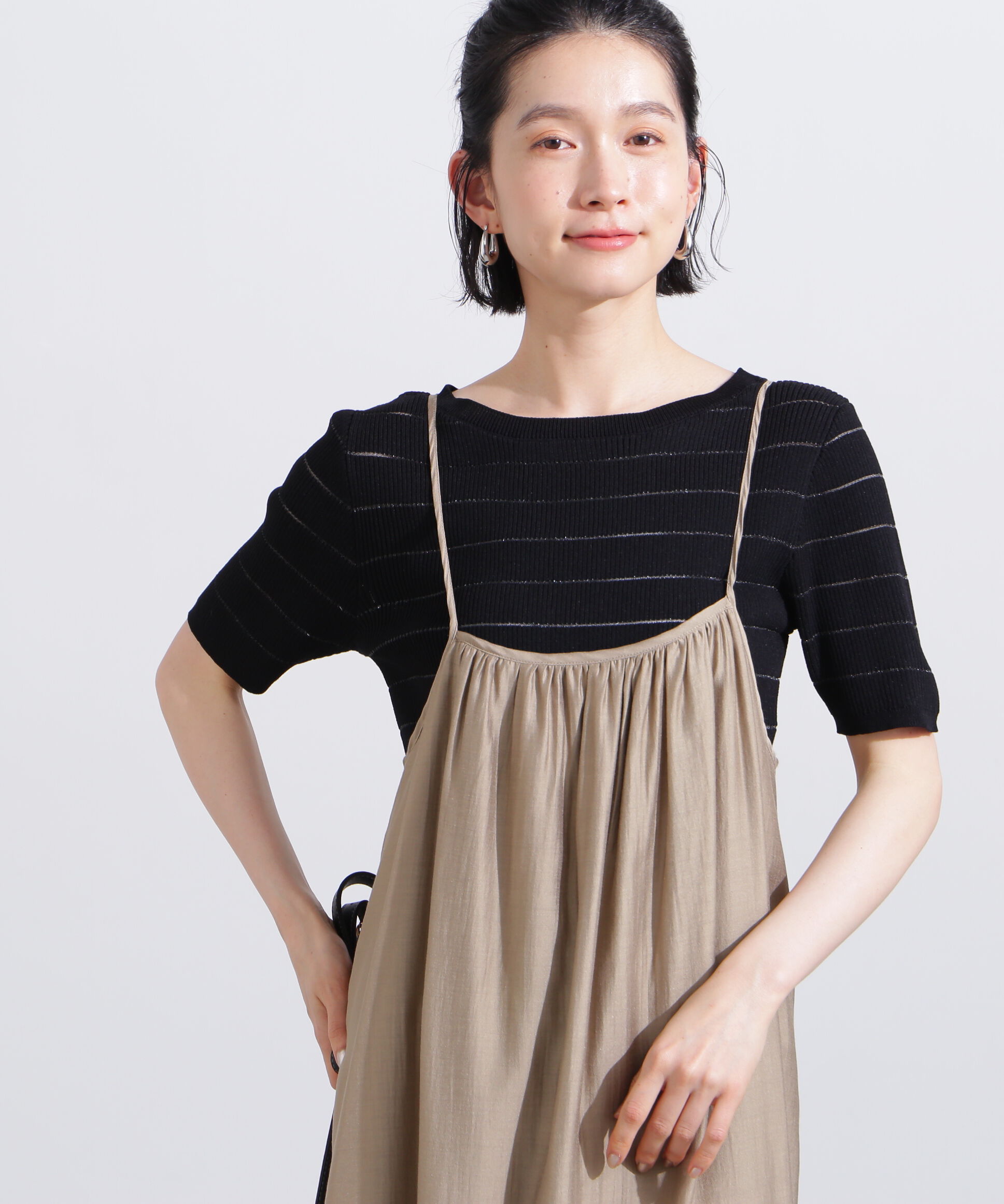  「シアーボーダーリブニット」|ニット・セーター|ブラック