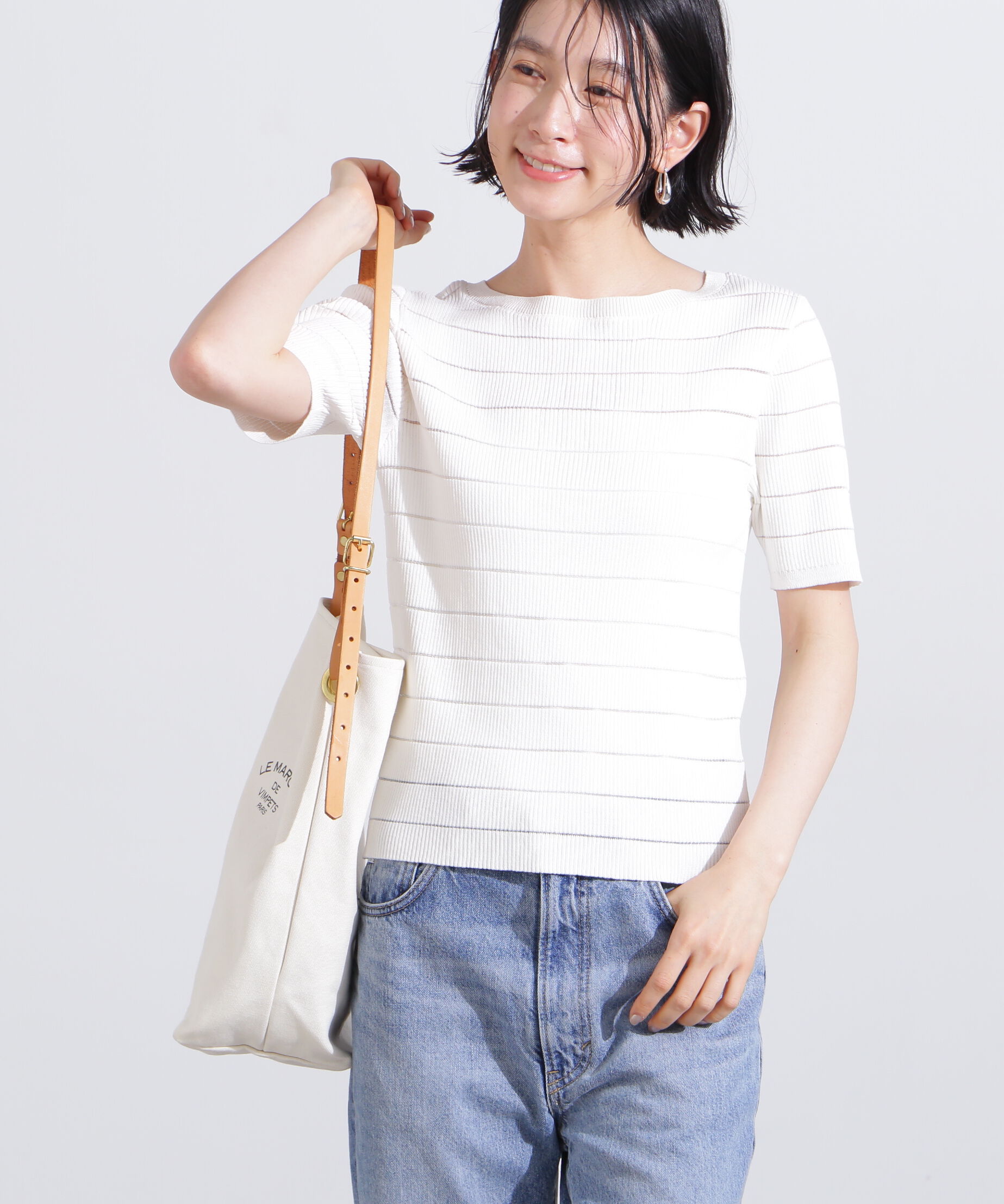  「シアーボーダーリブニット」|ニット・セーター|オフ1