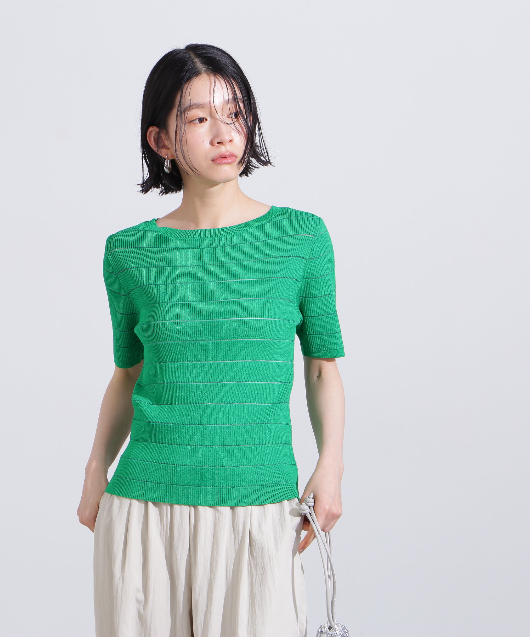  「シアーボーダーリブニット」|ニット・セーター|