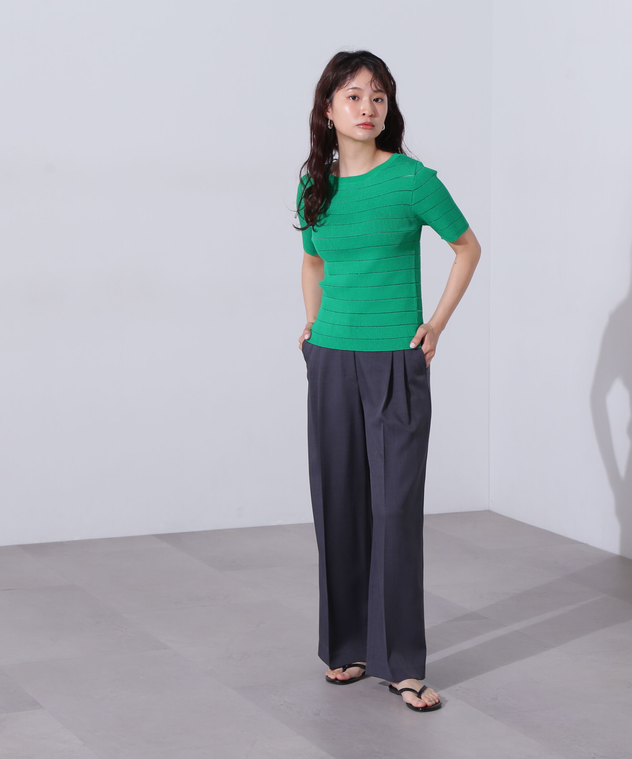  「シアーボーダーリブニット」|ニット・セーター|