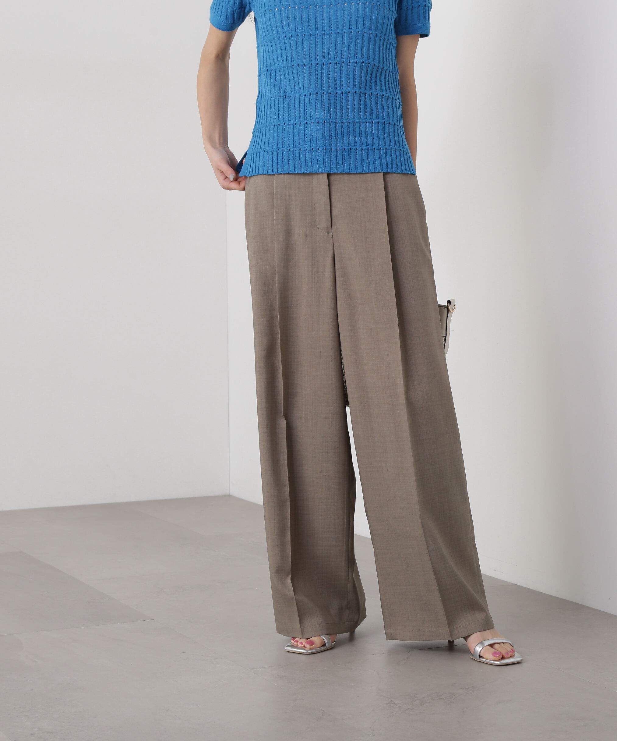 「リネンライクタックパンツ」|その他|ベージュ